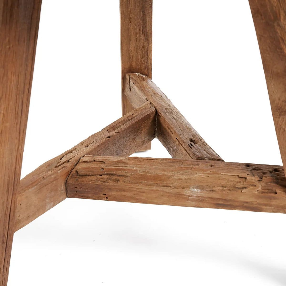 Tabouret en teck recyclé Yatai – Taille L, patine brute et style ethnique naturel (pièce neuve)