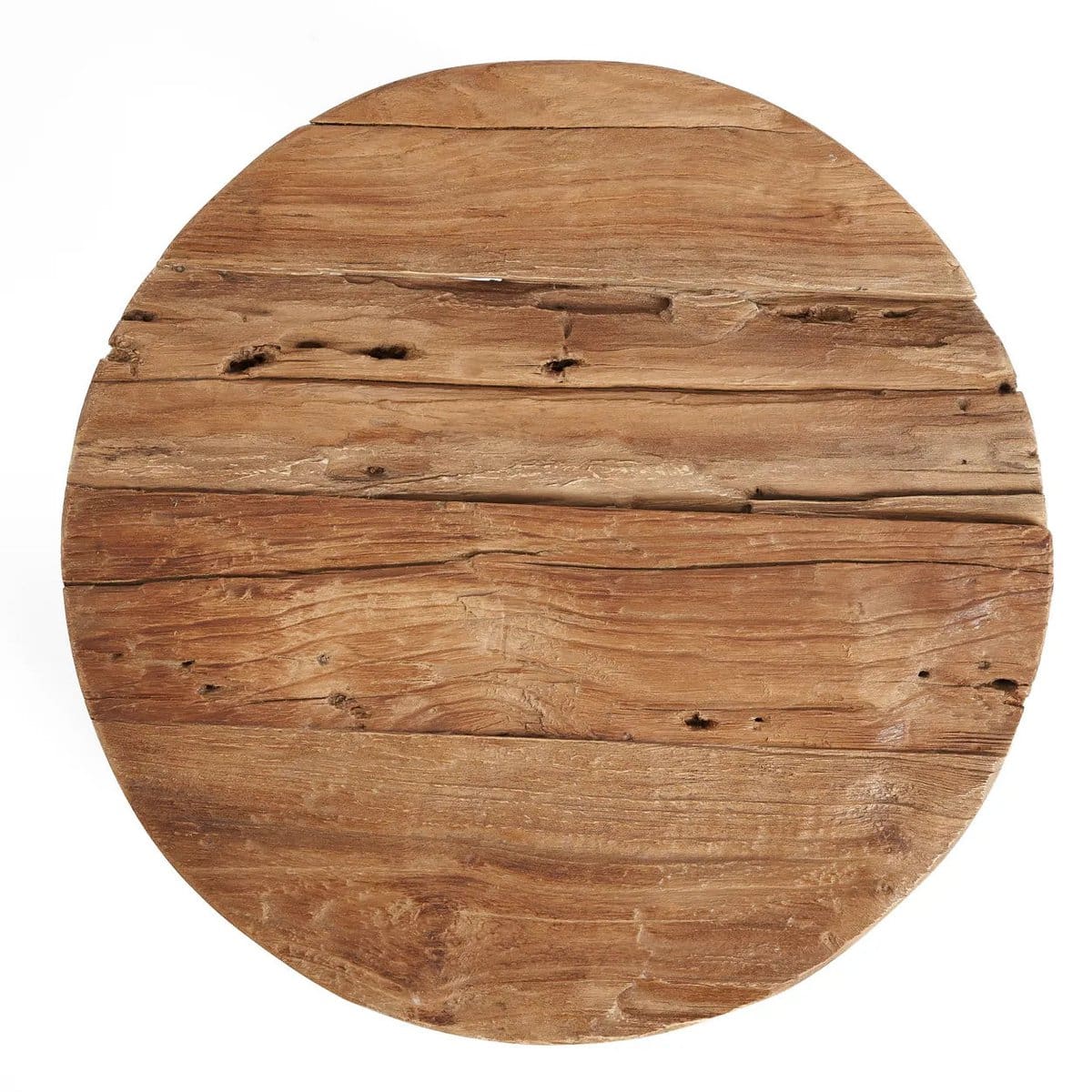 Tabouret en teck recyclé Yatai – Taille L, patine brute et style ethnique naturel (pièce neuve)