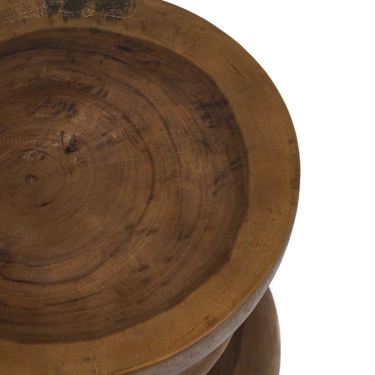 Tabouret Corfou – Sculpture artisanale en bois massif, pièce neuve et polyvalente