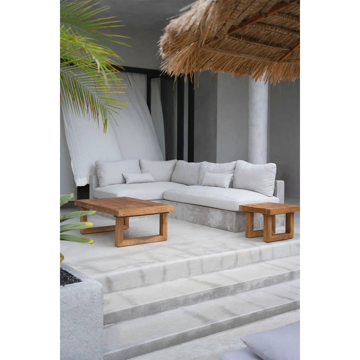 Table d’appoint naturelle – Teck de récupération, fabrication artisanale indonésienne (neuf)