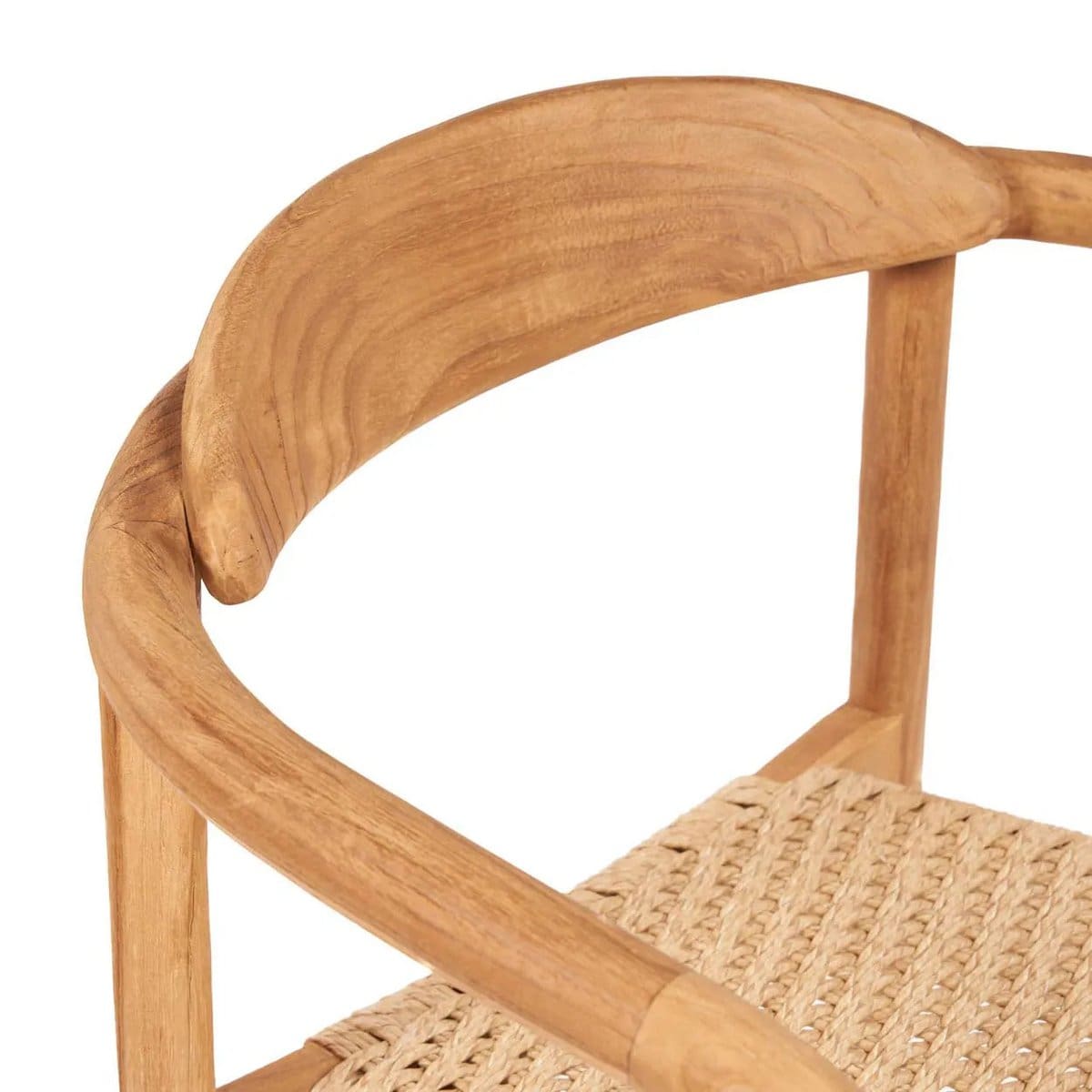 Chaise en bois pour extérieur – Modèle Pandan avec assise en fibre tressée (pièce neuve)