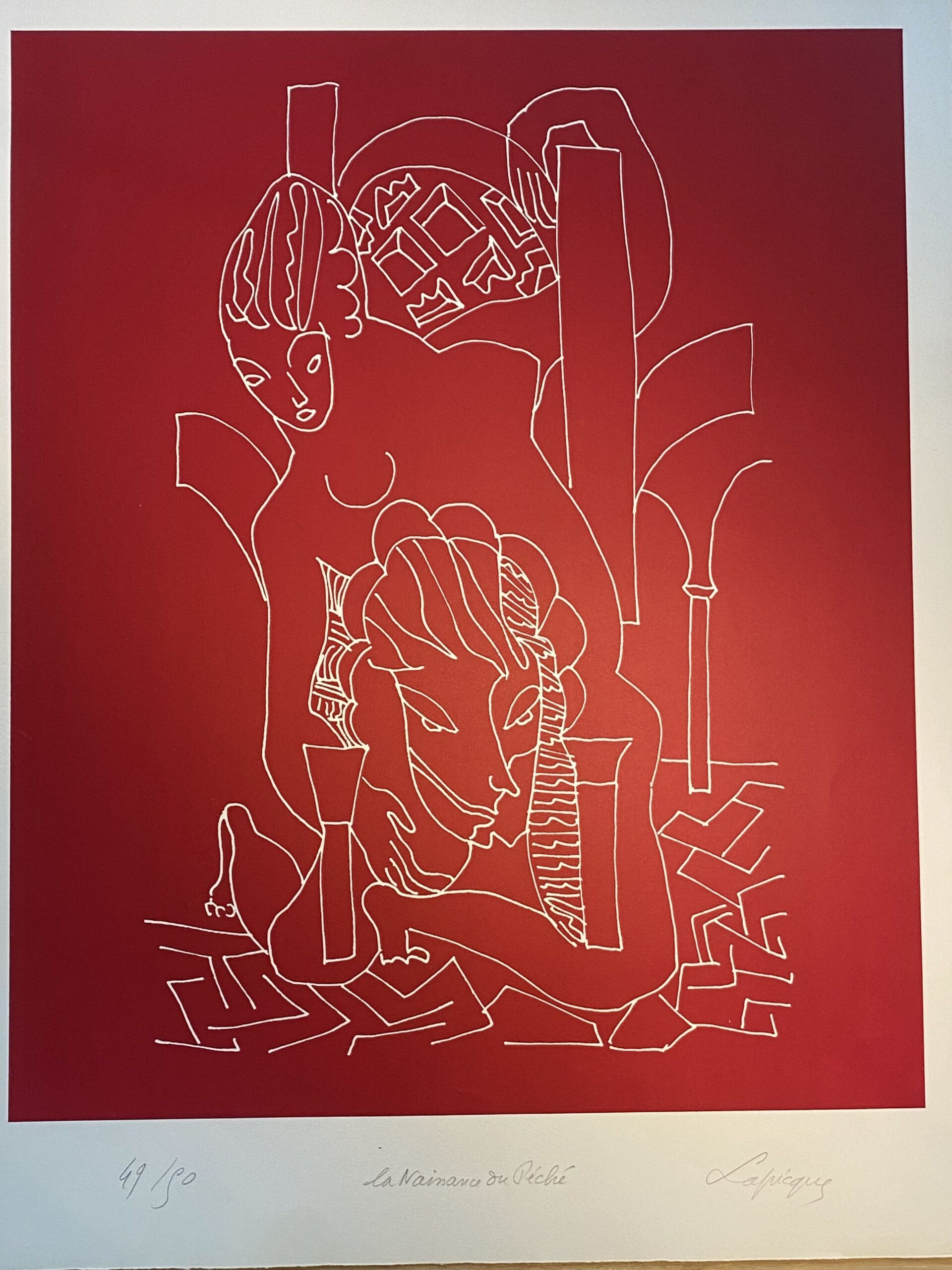 Charles Lapicque – Lithographie originale signée « La Naissance du Péché » (1966)