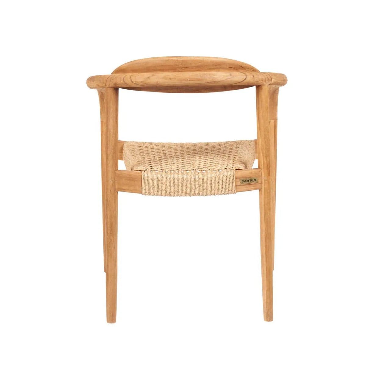 Chaise en bois pour extérieur – Modèle Pandan avec assise en fibre tressée (pièce neuve)