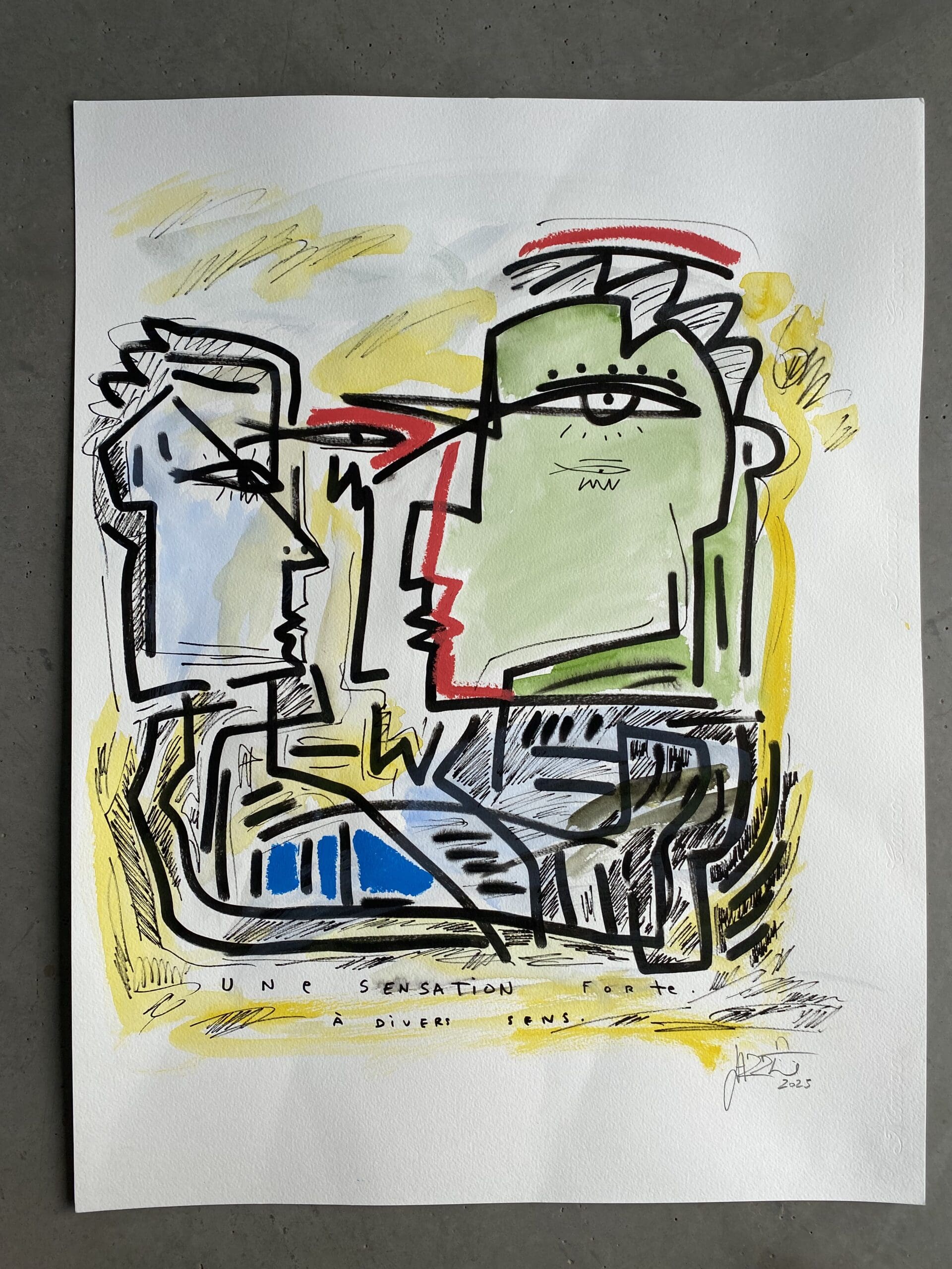 Jazzu – Sensations fortes (2025), techniques mixtes sur papier