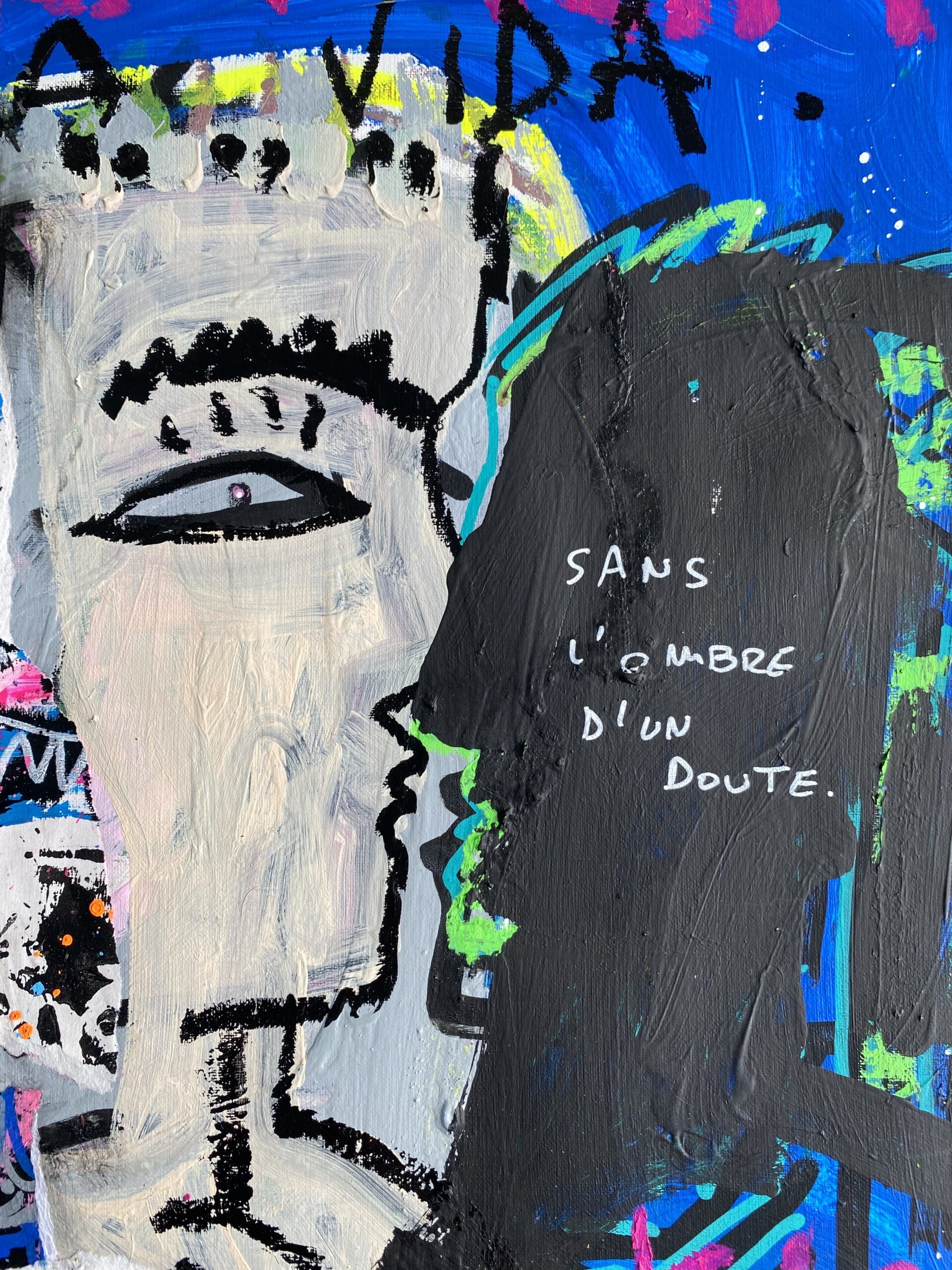 Kiff Kiff un mot à dire – Peinture de Jazzu (2025), collages et techniques mixtes