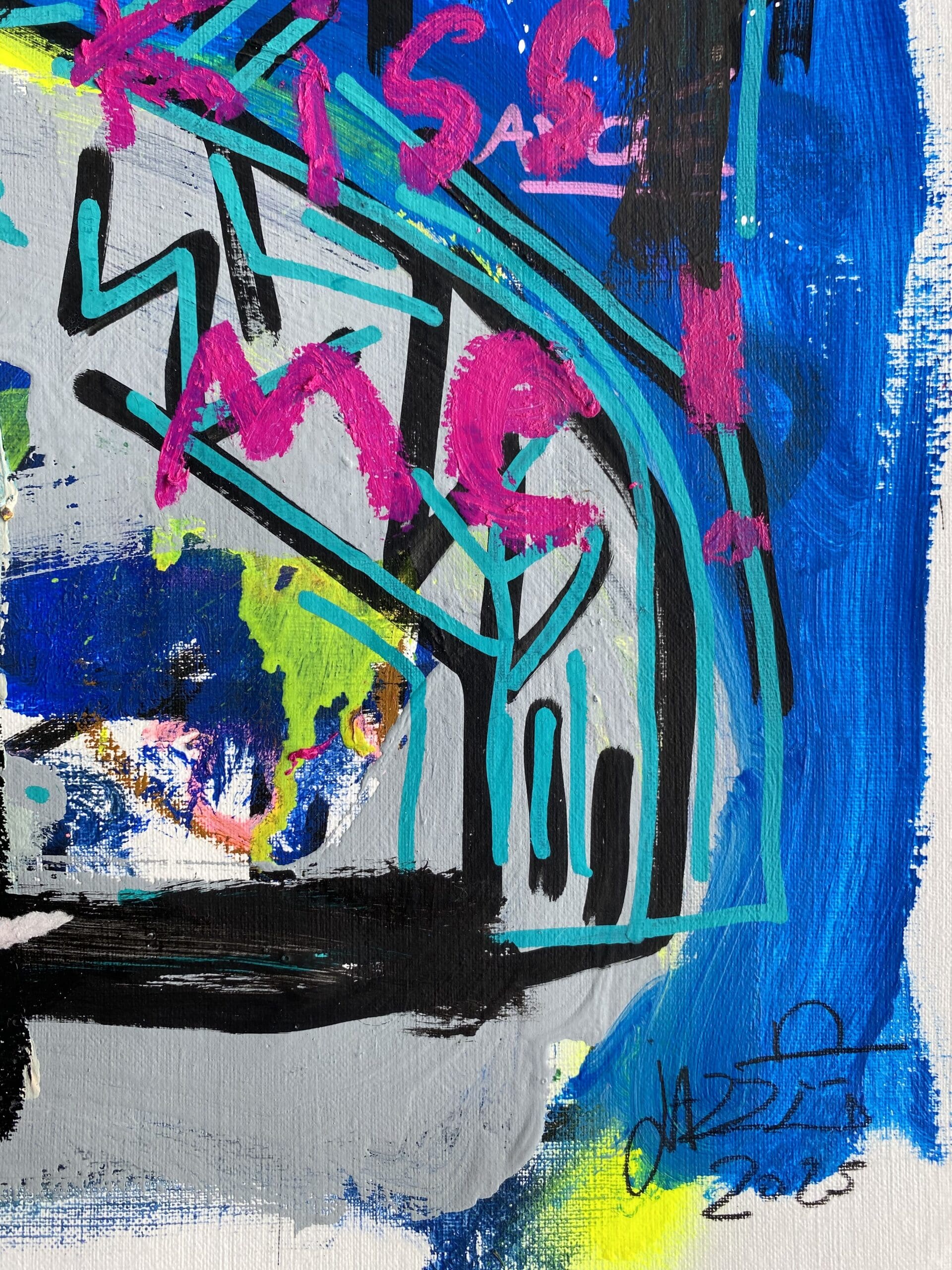 Kiff Kiff un mot à dire – Peinture de Jazzu (2025), collages et techniques mixtes