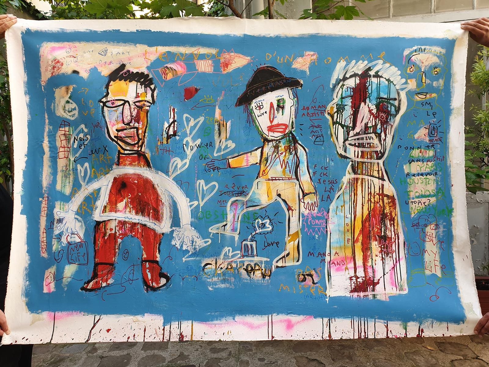 L’envol d’un Homme – Peinture de Jazzu (2019), techniques mixtes sur toile monumentale