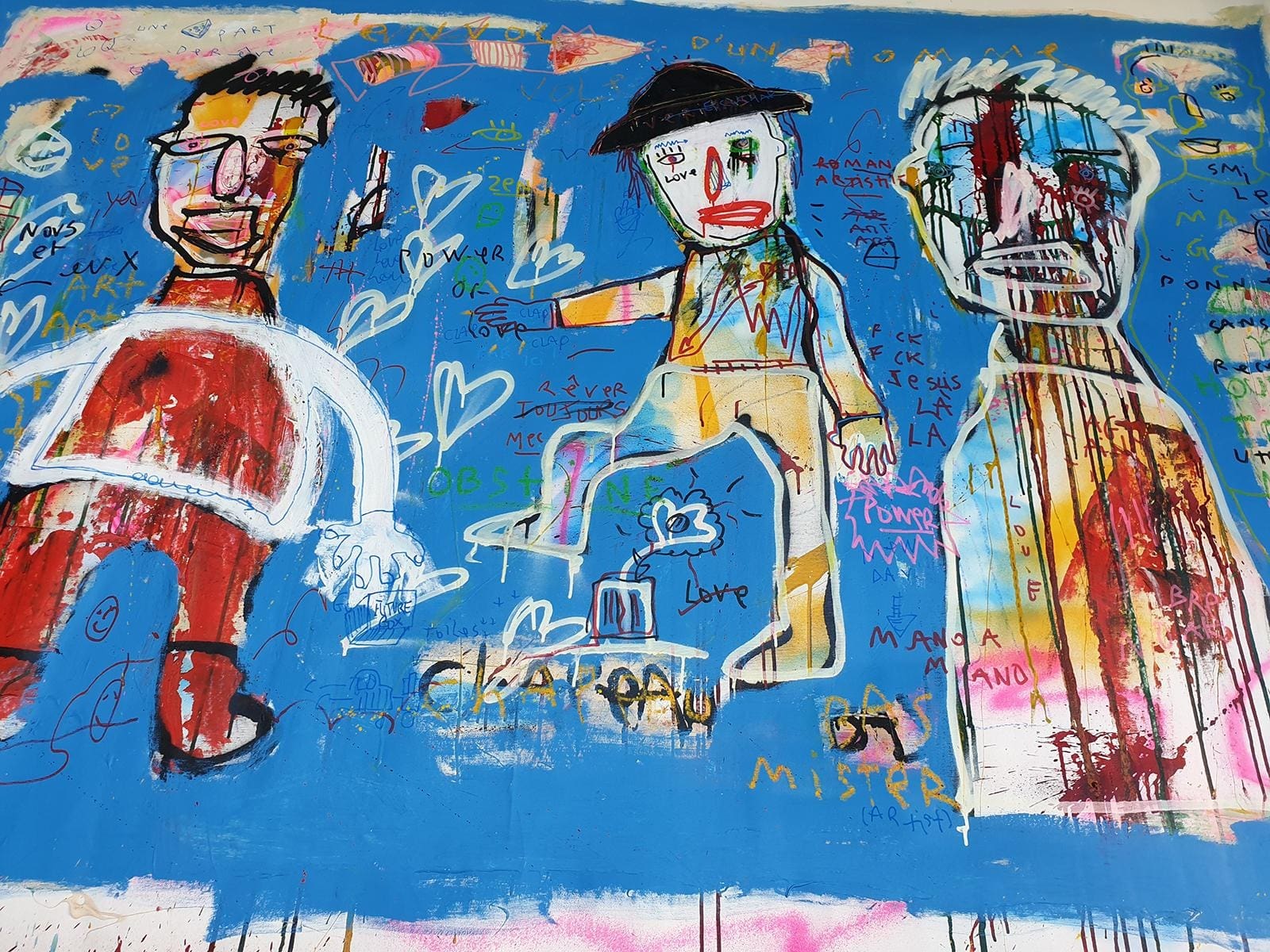 L’envol d’un Homme – Peinture de Jazzu (2019), techniques mixtes sur toile monumentale