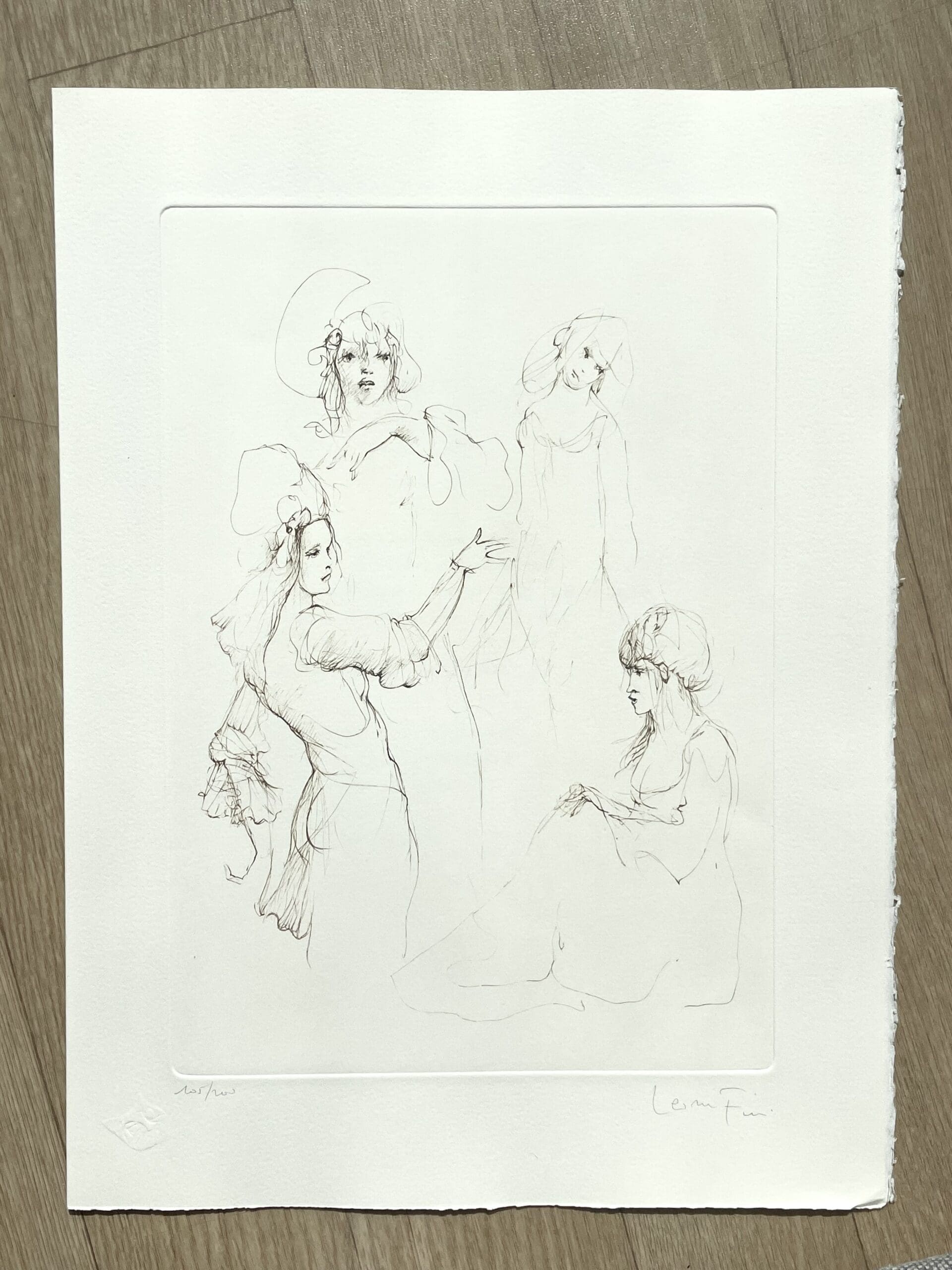 Leonor Fini – Lithographie originale signée, groupe de femmes, circa 1980