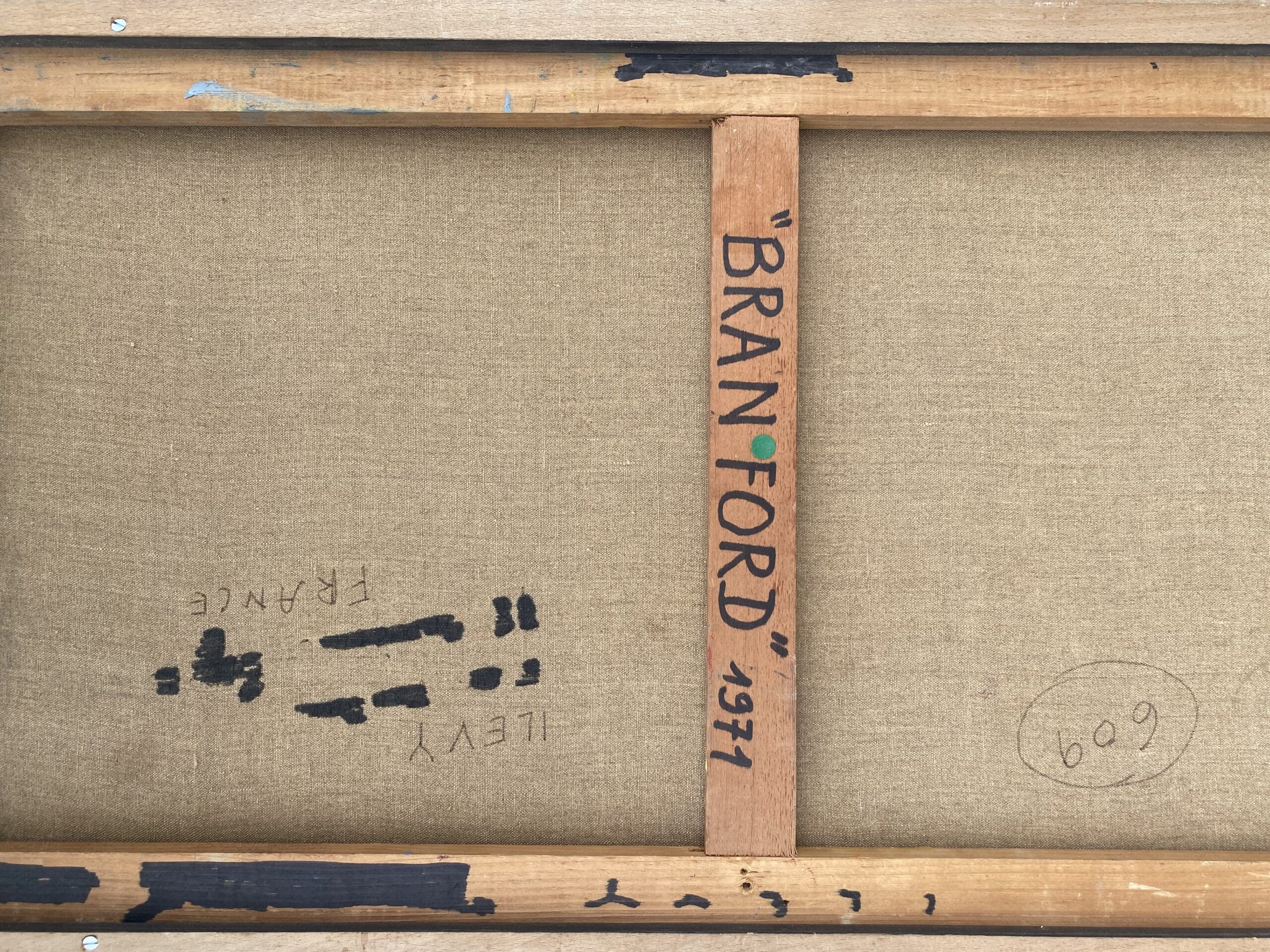 Isadore Lévy – Branford (1971), huile sur toile abstraite, 70 x 35 cm