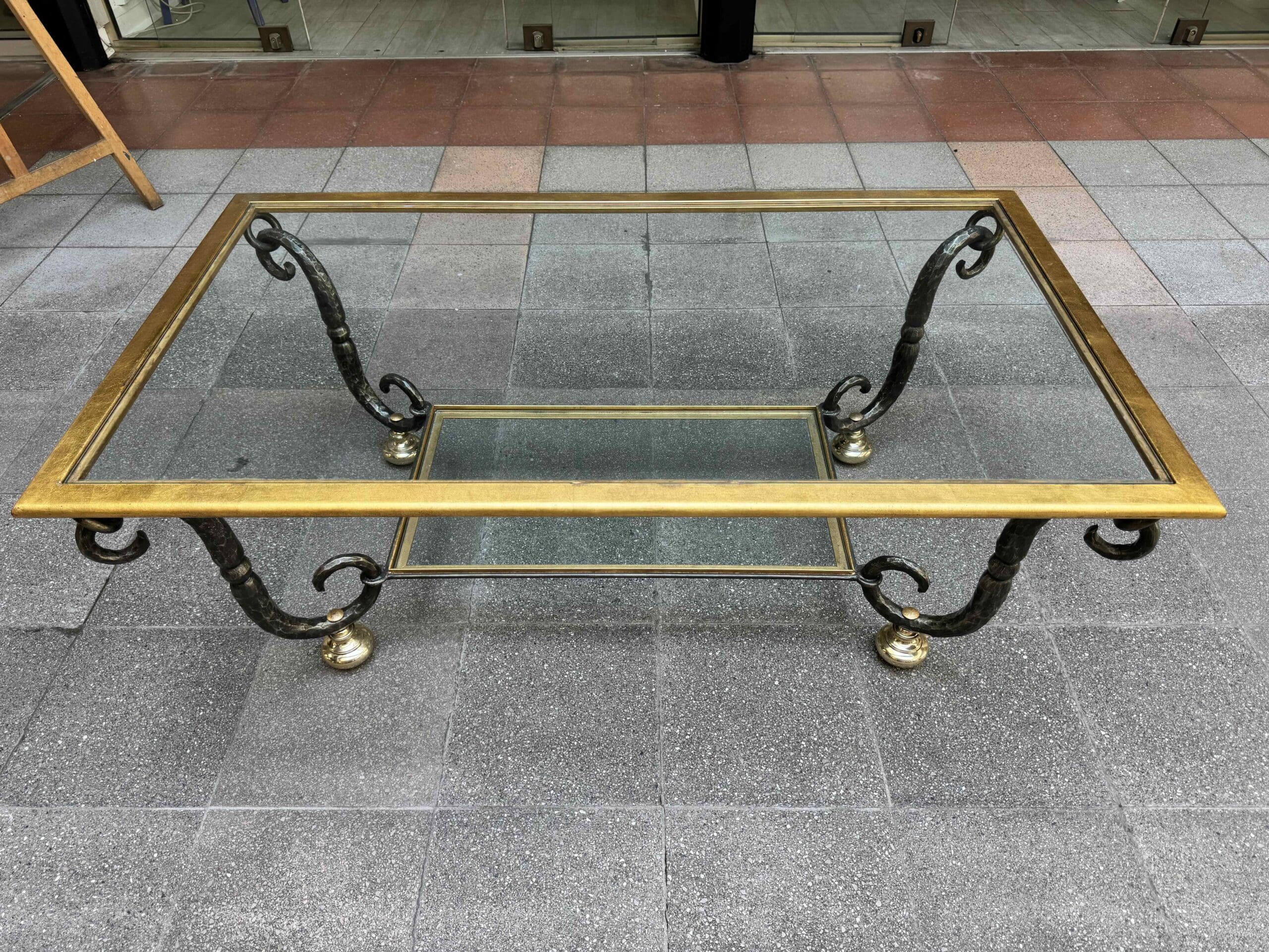 Table basse Banci Firenze en verre et fer forgé – Italie, années 1980