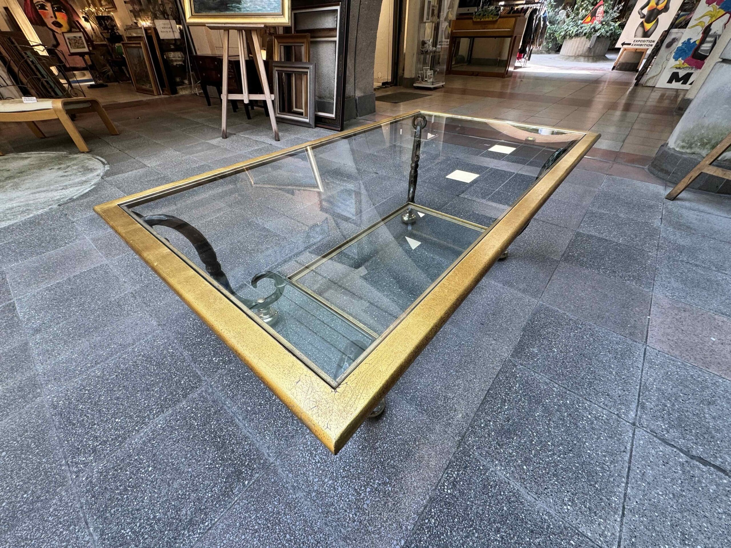 Table basse Banci Firenze en verre et fer forgé – Italie, années 1980