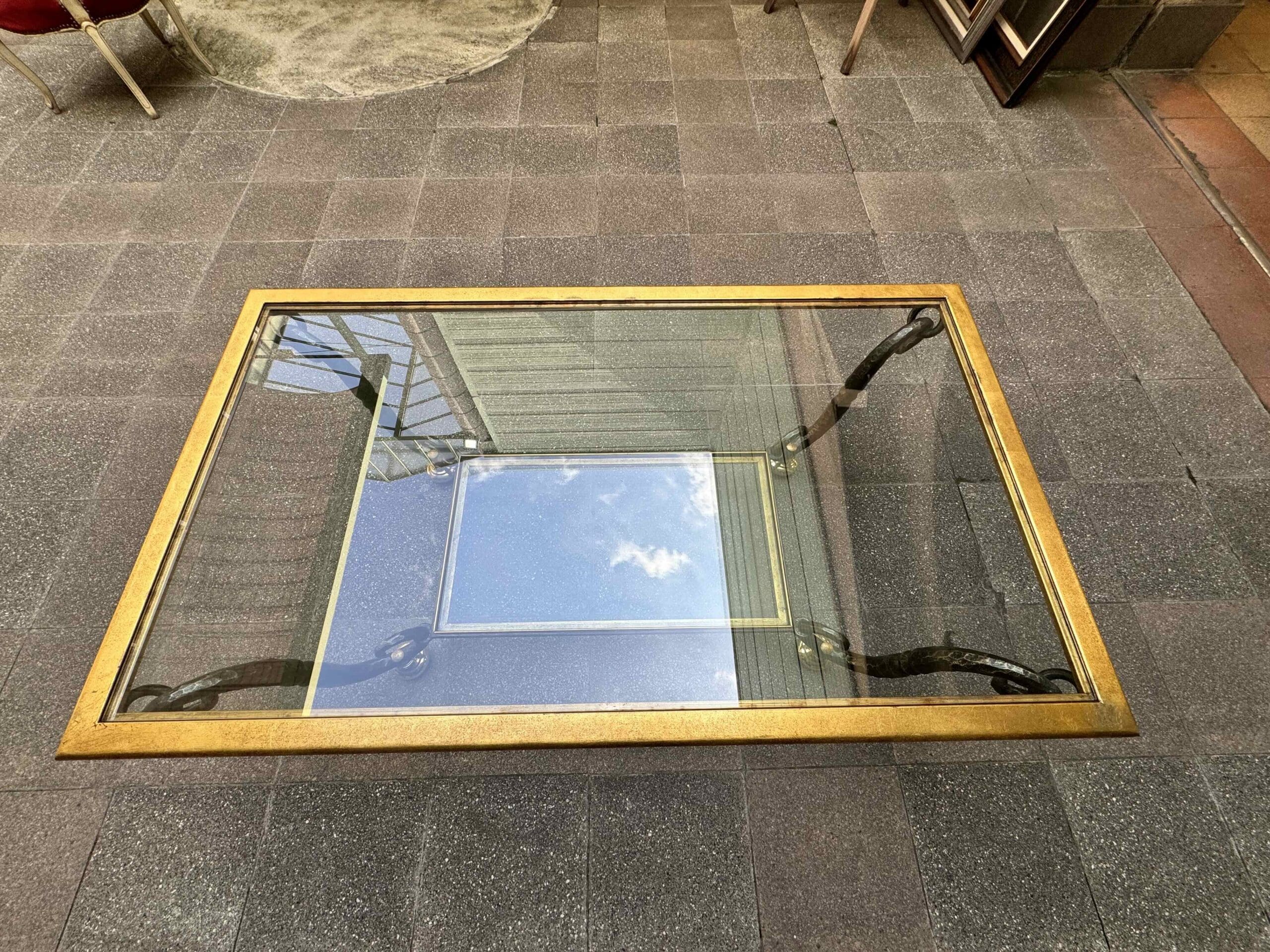 Table basse Banci Firenze en verre et fer forgé – Italie, années 1980