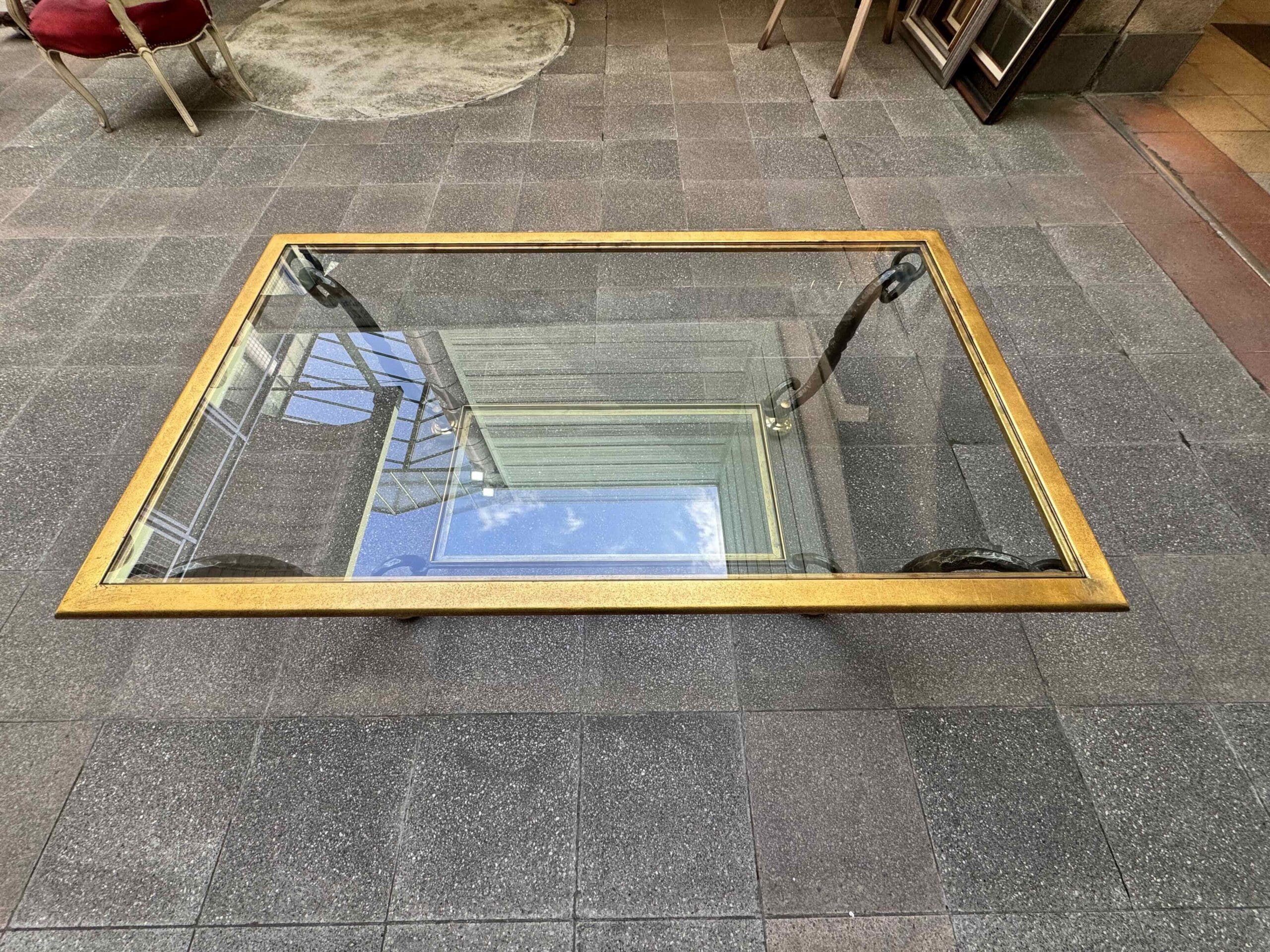 Table basse Banci Firenze en verre et fer forgé – Italie, années 1980