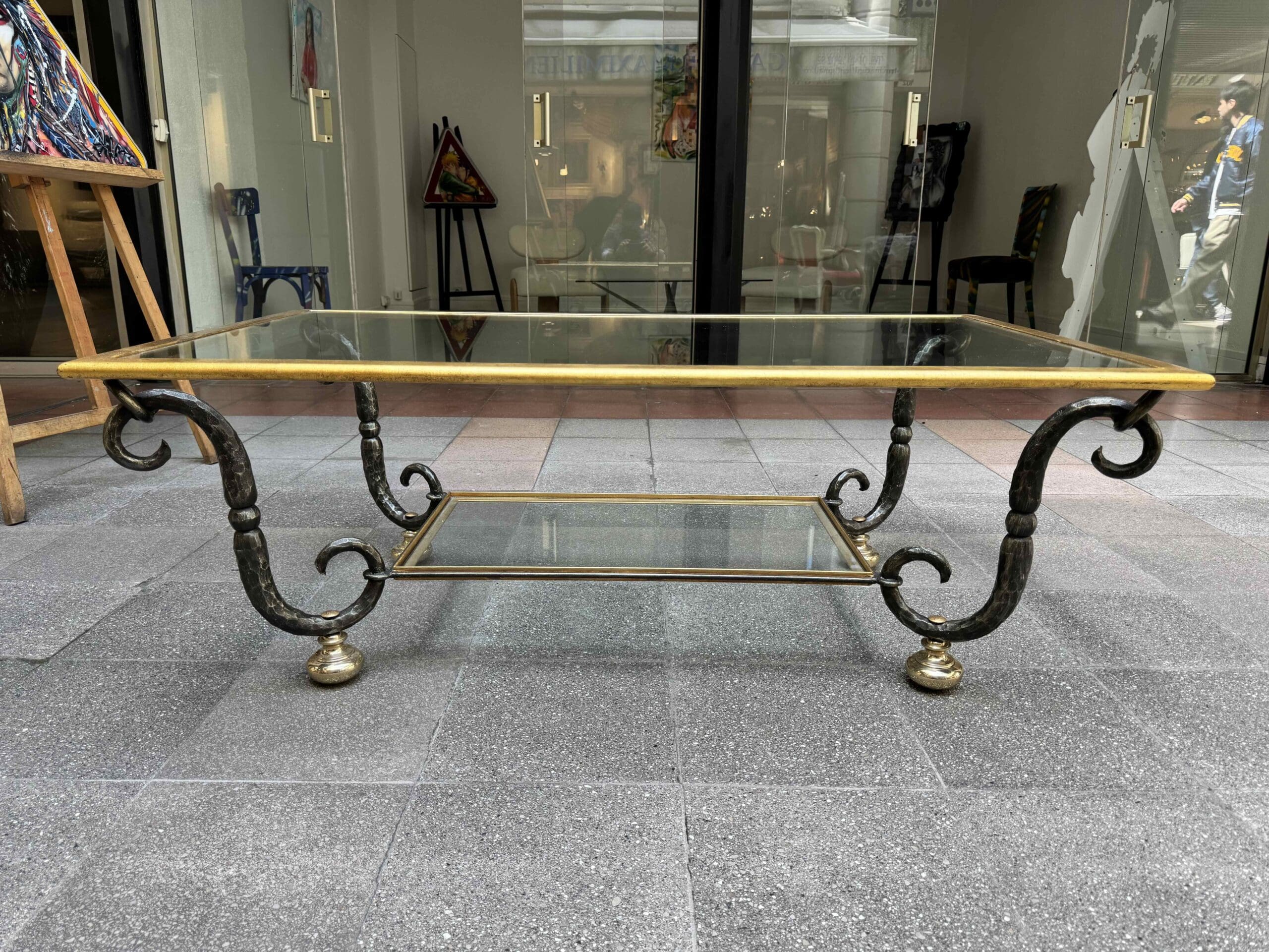 Table basse Banci Firenze en verre et fer forgé – Italie, années 1980