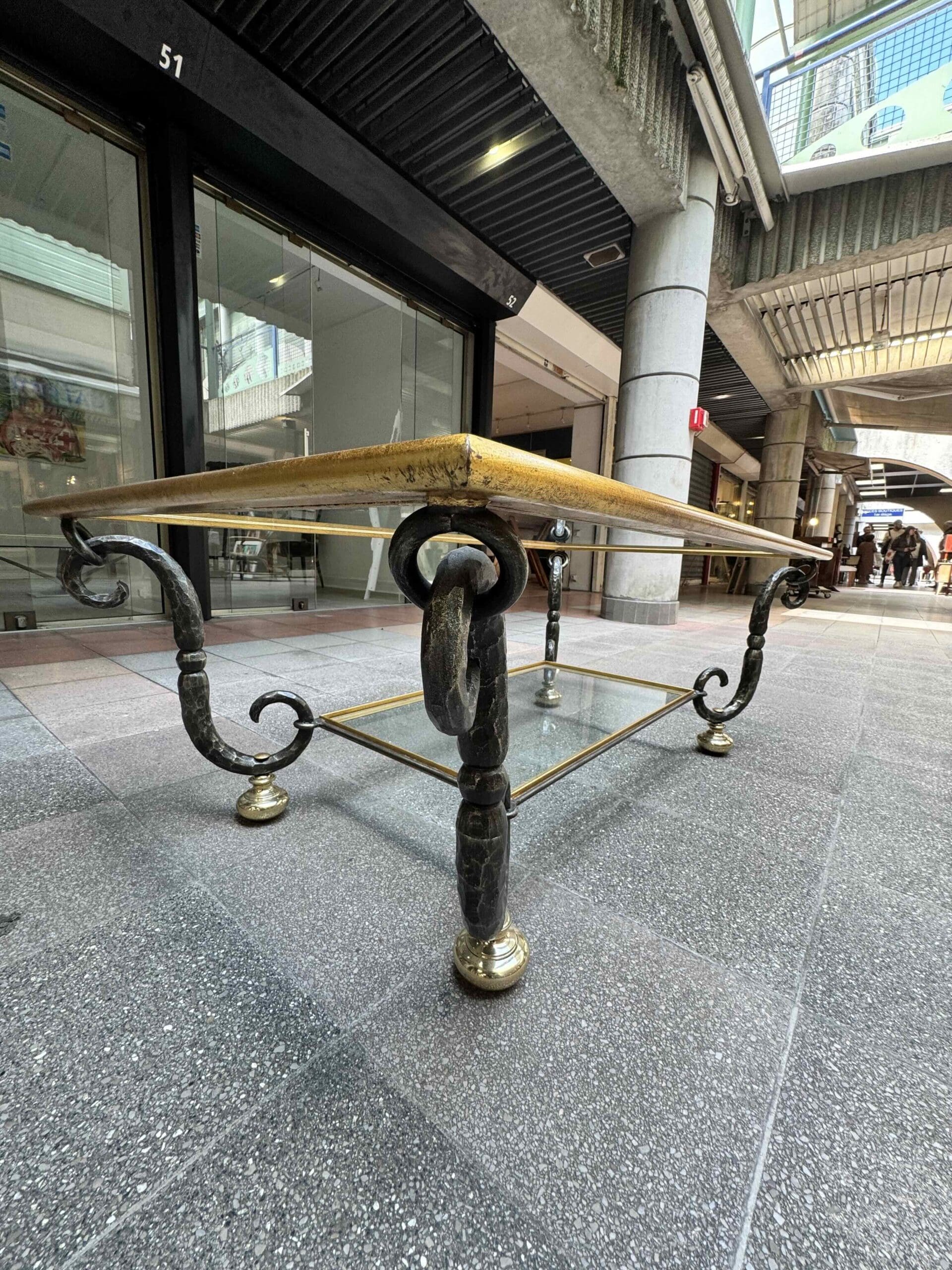 Table basse Banci Firenze en verre et fer forgé – Italie, années 1980