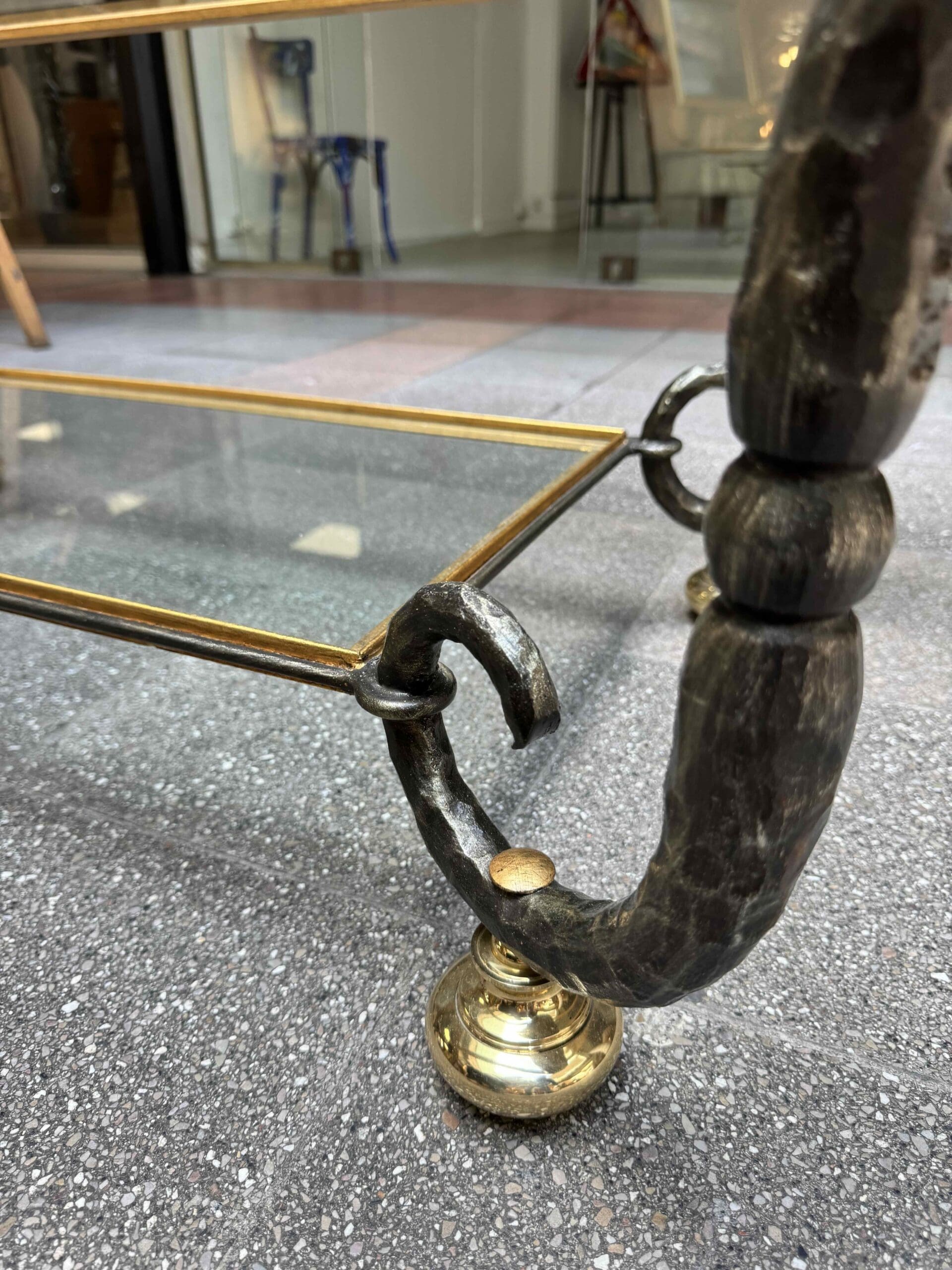 Table basse Banci Firenze en verre et fer forgé – Italie, années 1980