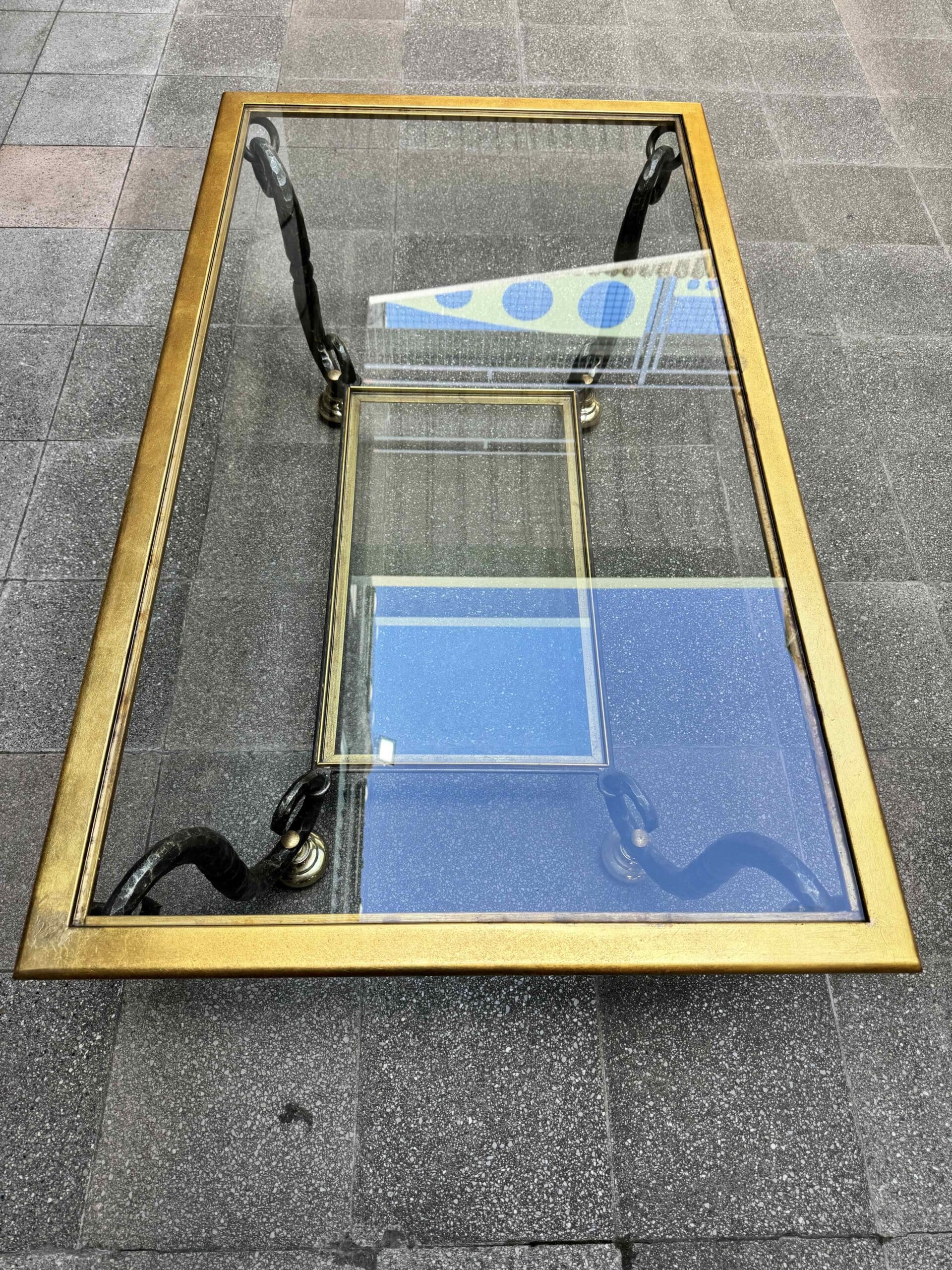 Table basse Banci Firenze en verre et fer forgé – Italie, années 1980