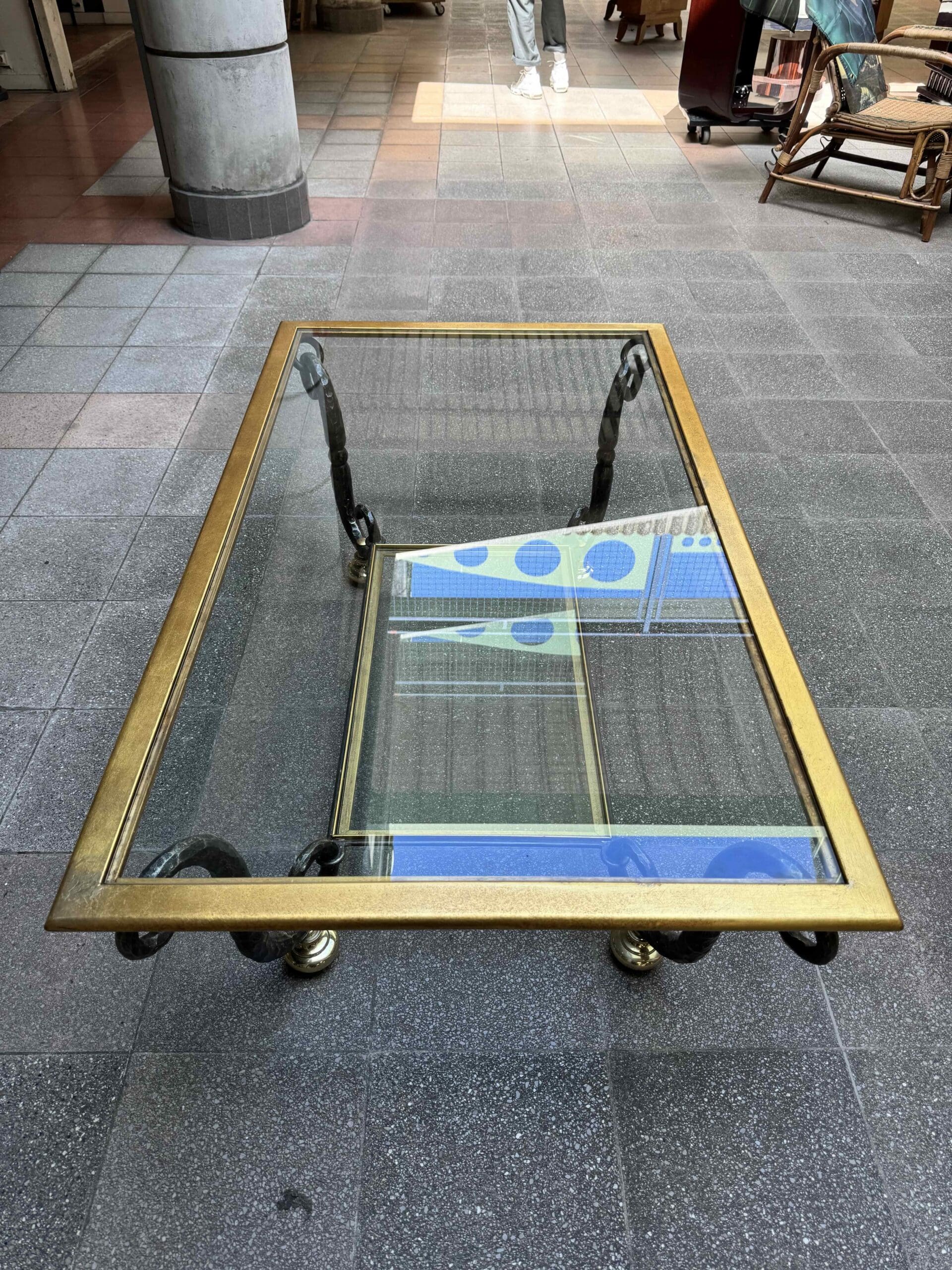 Table basse Banci Firenze en verre et fer forgé – Italie, années 1980