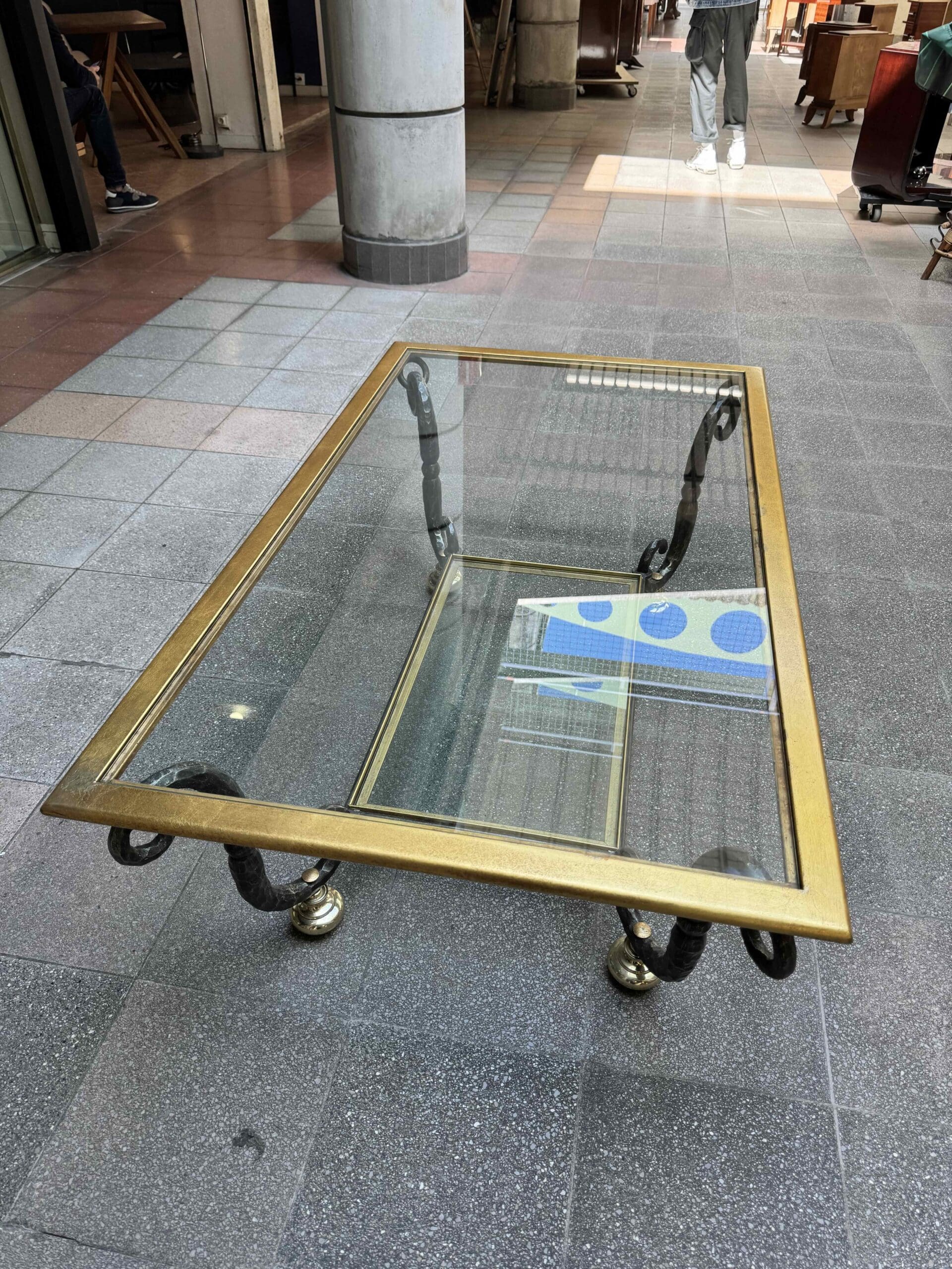 Table basse Banci Firenze en verre et fer forgé – Italie, années 1980