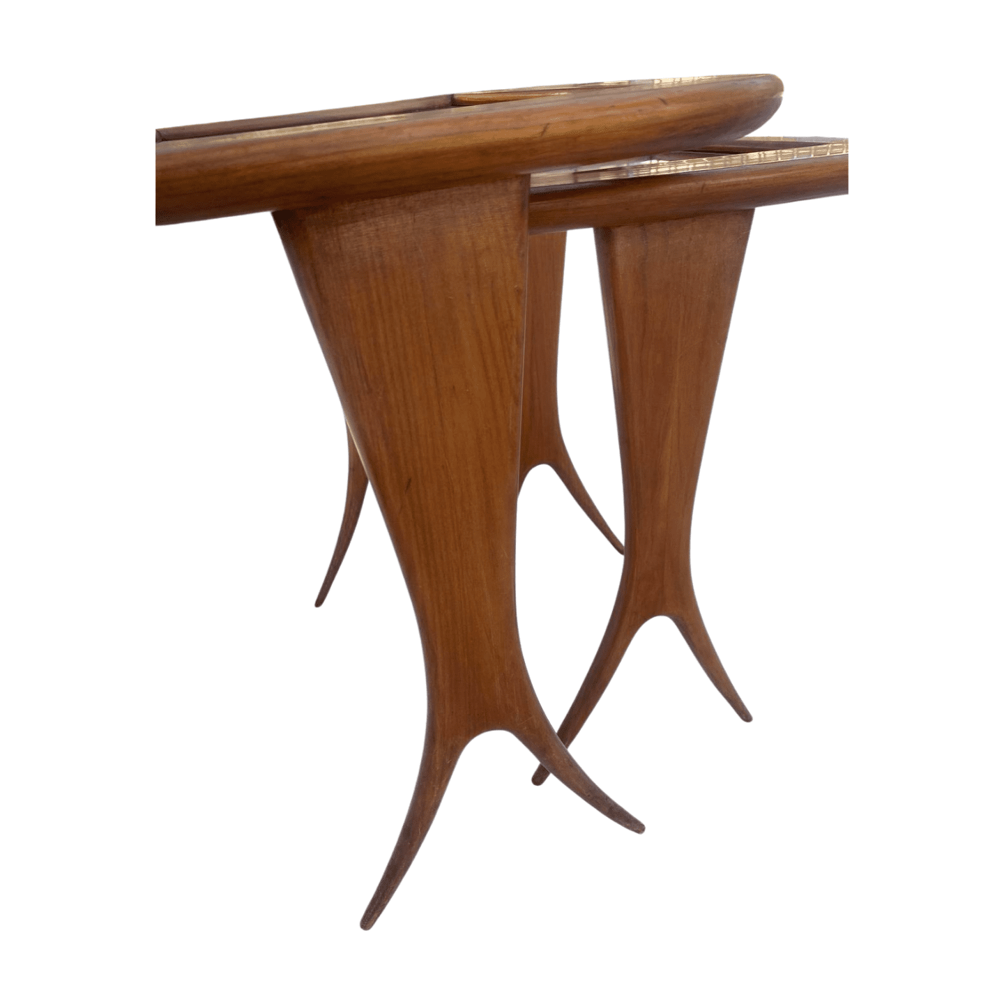 Tables gigognes en merisier et verre de Raphael Raffel – Design 1960