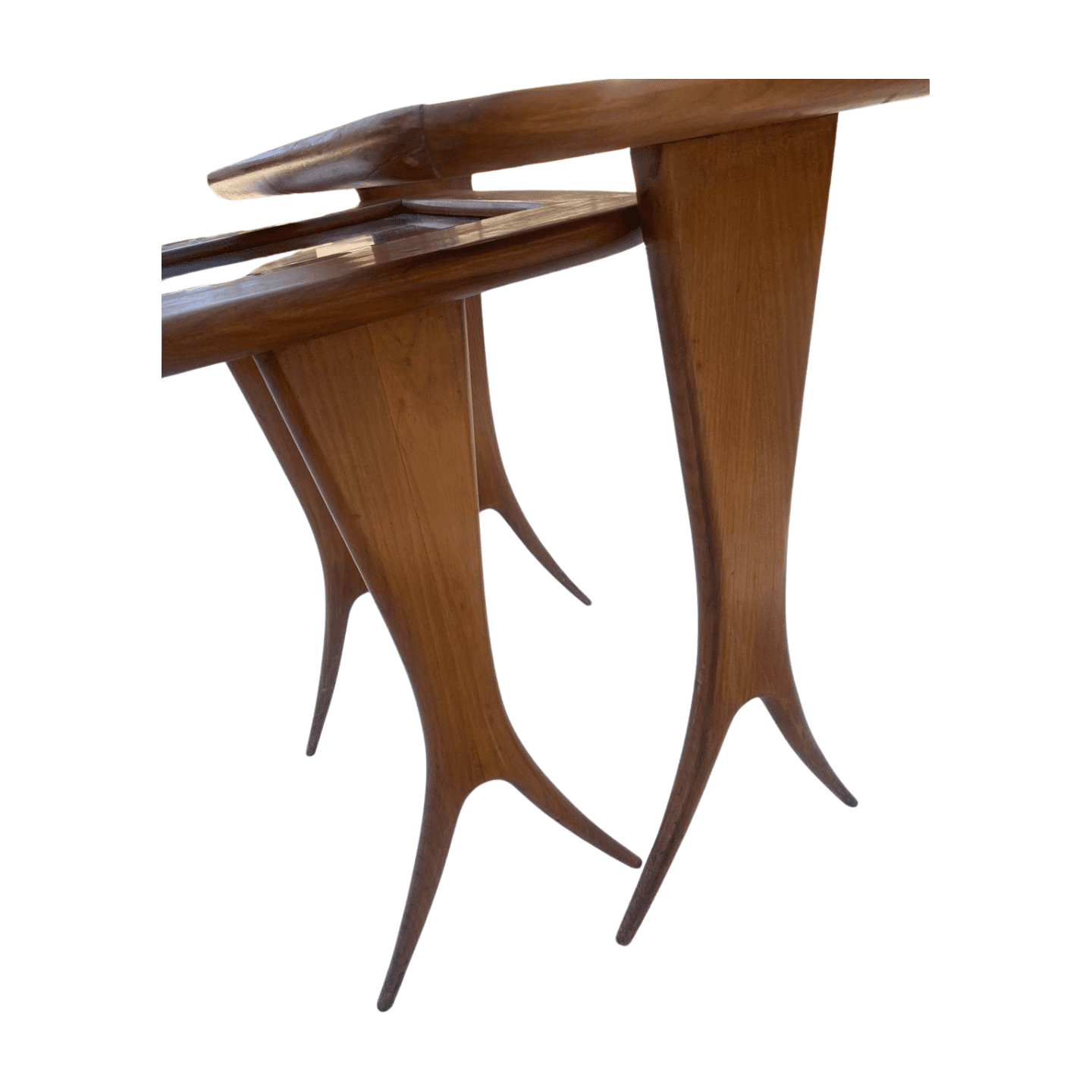 Tables gigognes en merisier et verre de Raphael Raffel – Design 1960