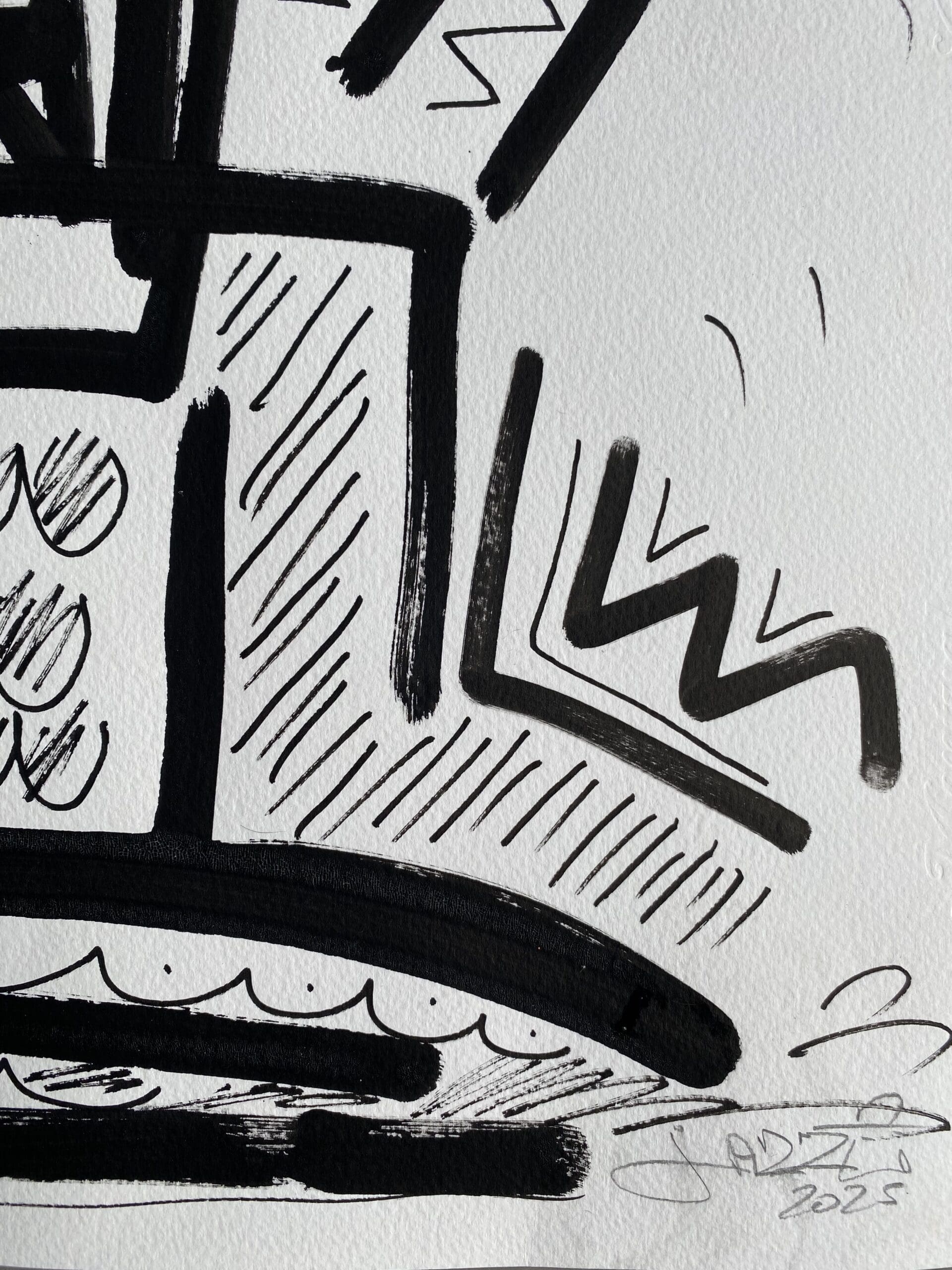 Tourbillon – Peinture de Jazzu (2025), techniques mixtes sur papier