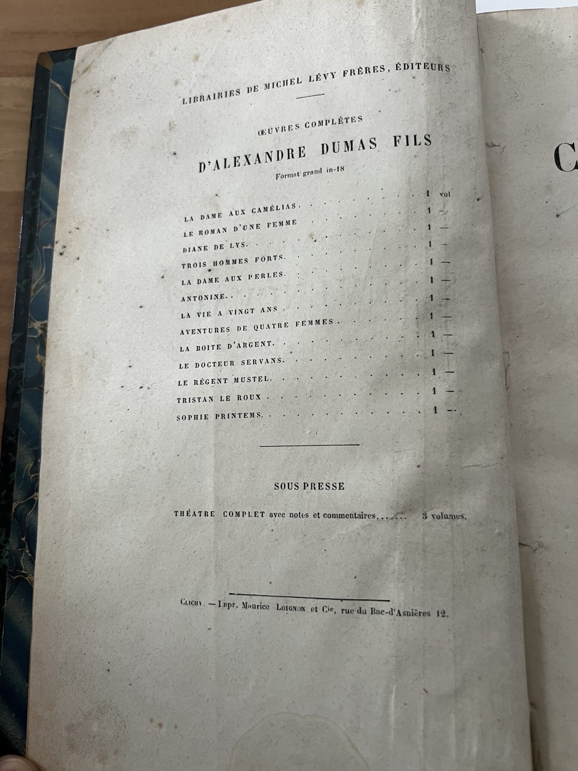 Affaire Clémenceau par Alexandre Dumas fils, édition Michel Lévy, 1866 (5e édition)