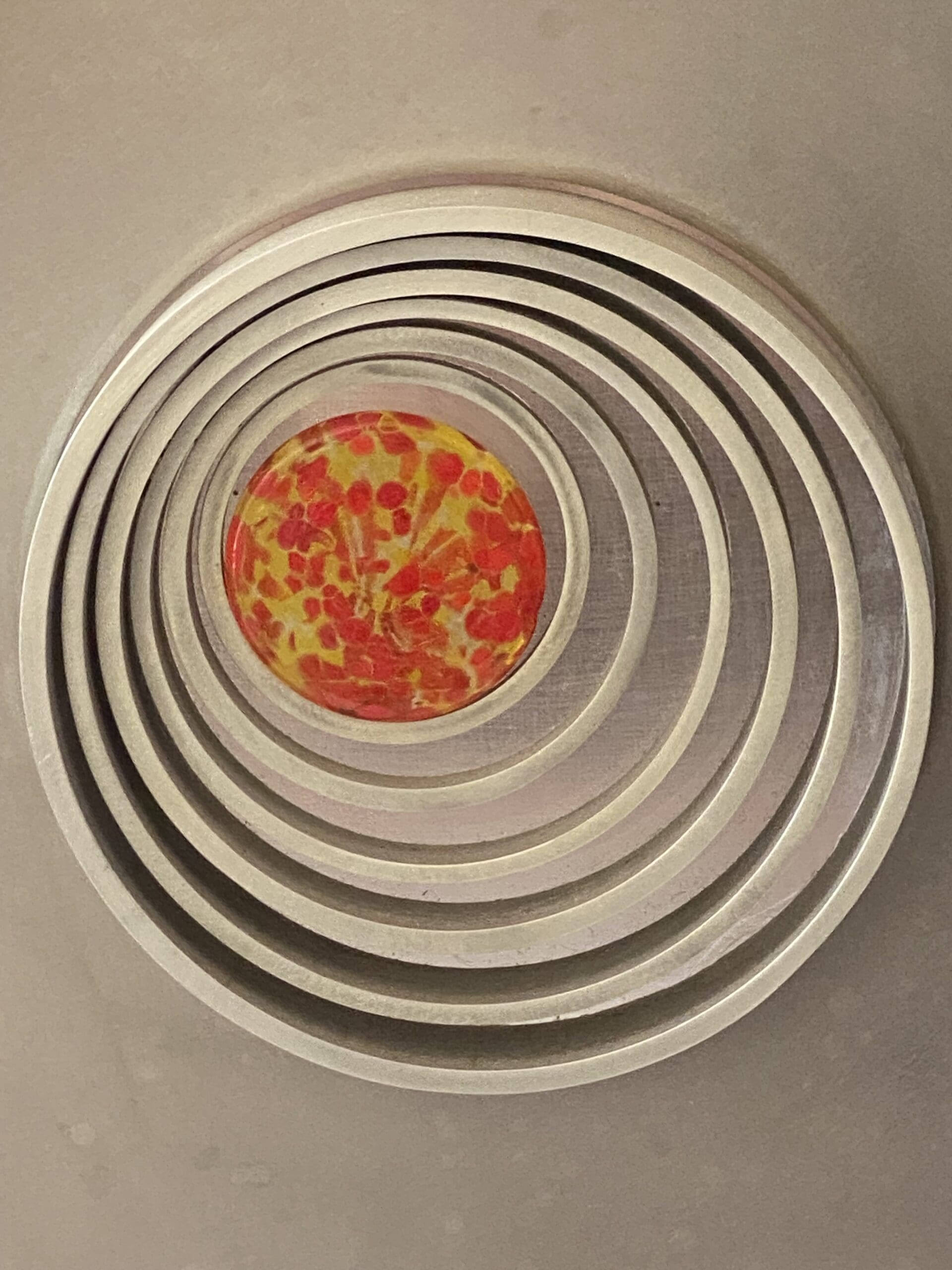 Applique Angelo Brotto en acier poli et verre Murano — Édition Esperia, 1970