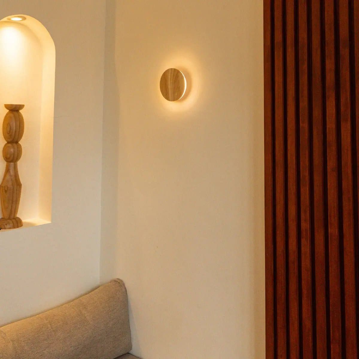 Applique murale sans fil rechargeable Lou Brown – Bois écologique et lumière chaude (pièce neuve)