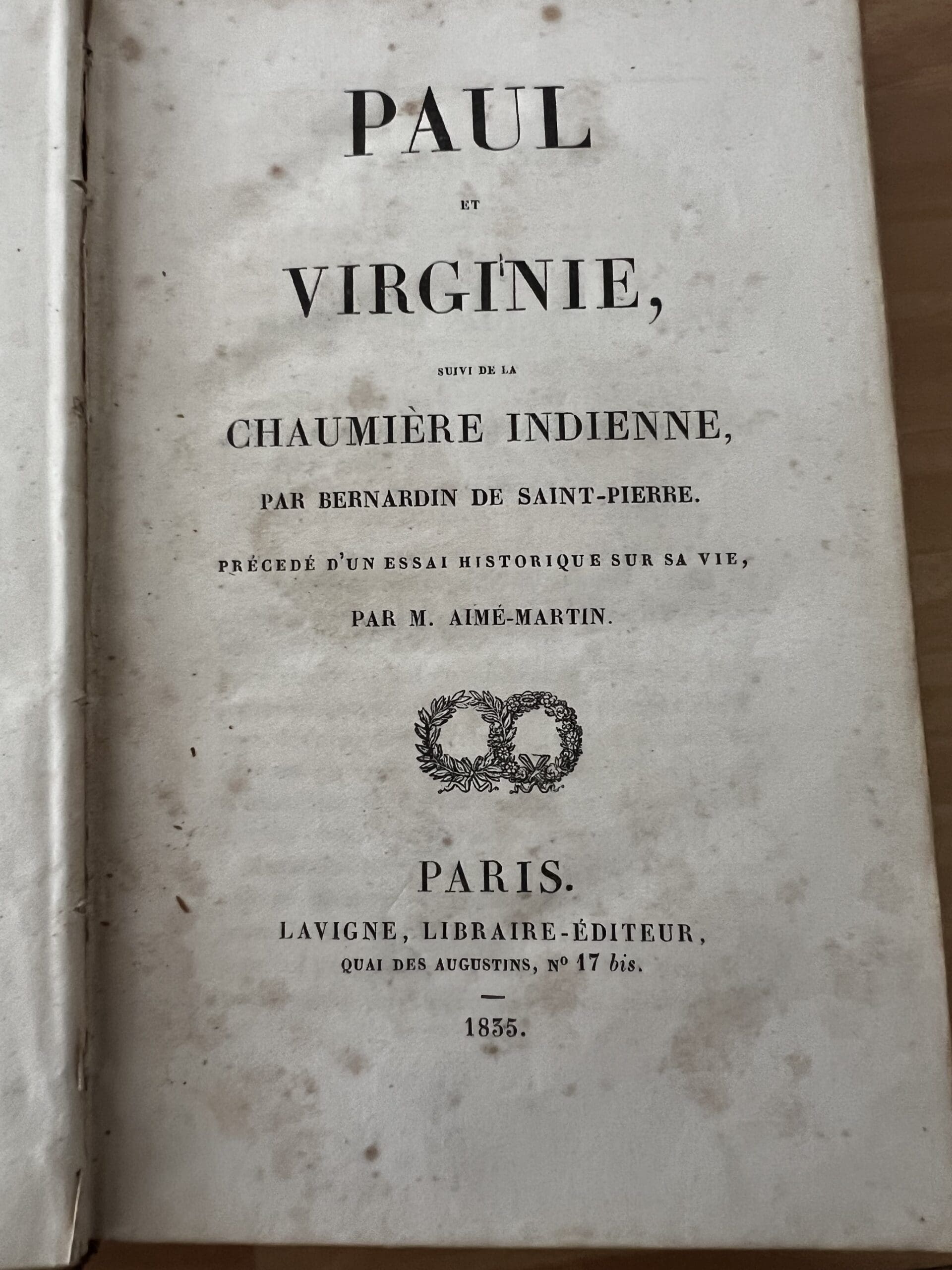 Paul et Virginie (1835) – Édition romantique illustrée, reliure d’époque