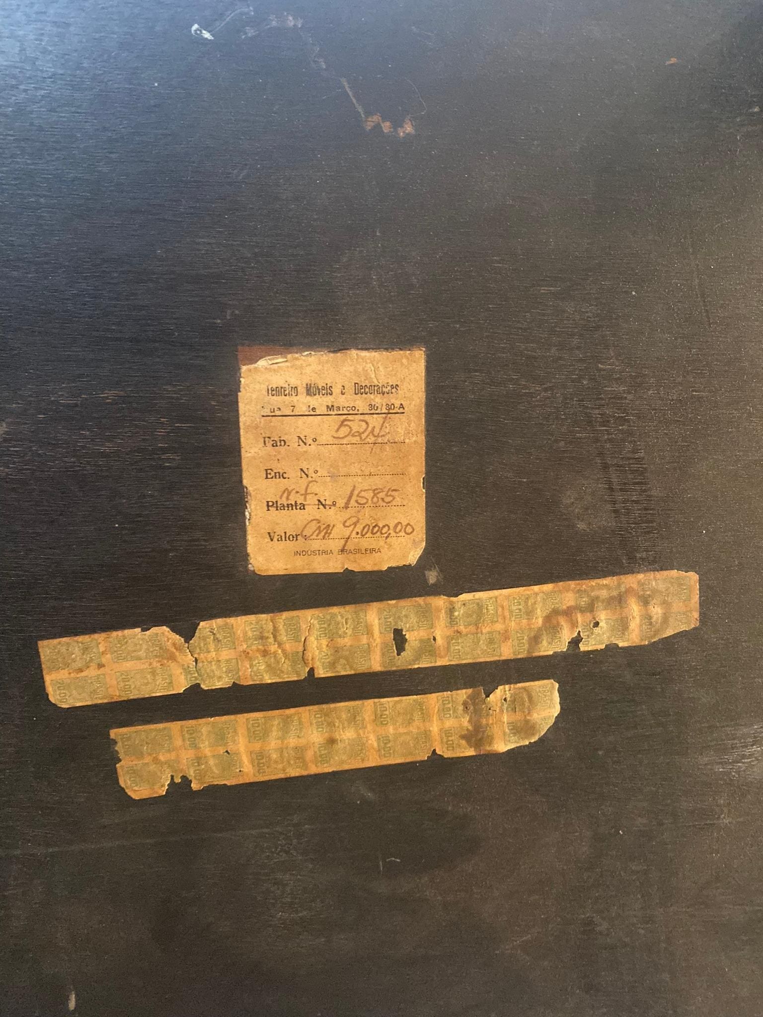 Table basse Joaquim Tenreiro en bois laqué et céramique émaillée, Brésil, années 1970