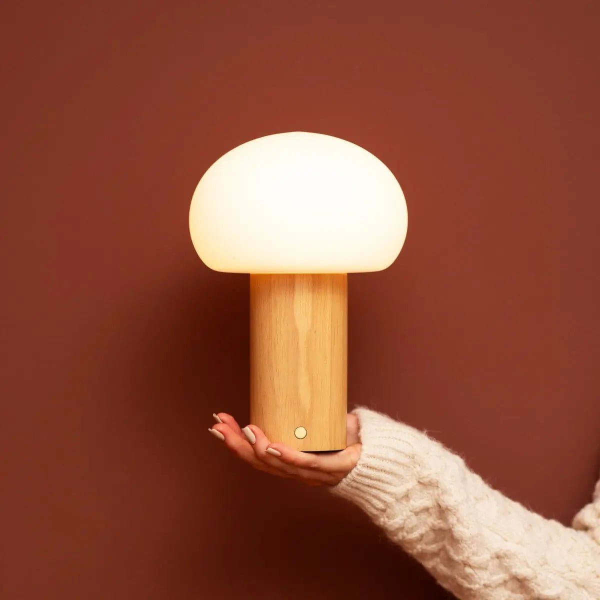 Élégance Nomade – Lampe Sam en bois naturel et verre, éclairage dimmable sans fil
