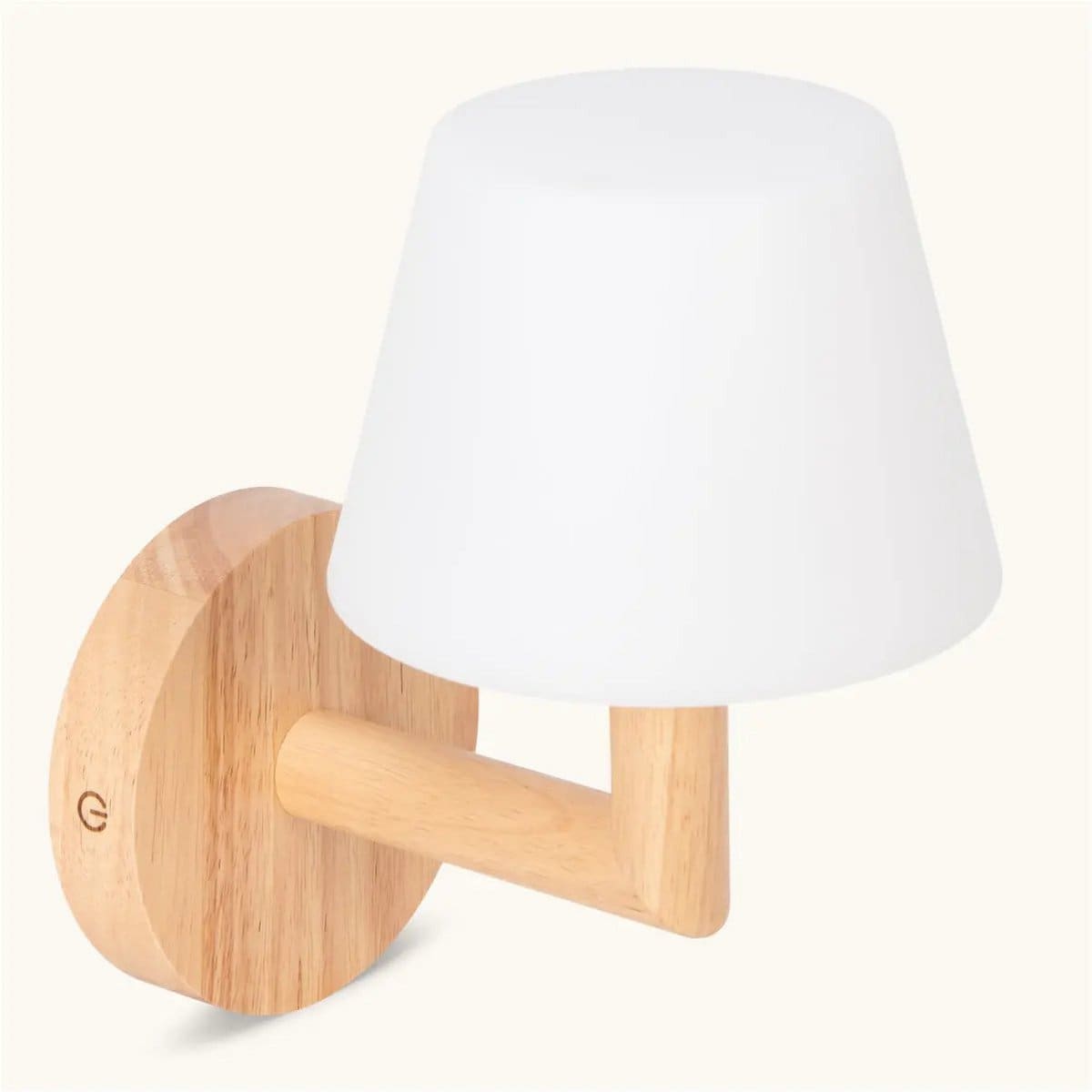 Lampe murale rechargeable TED en bois brun clair – Éclairage sans fil, dimmable et design artisanal (pièce neuve)