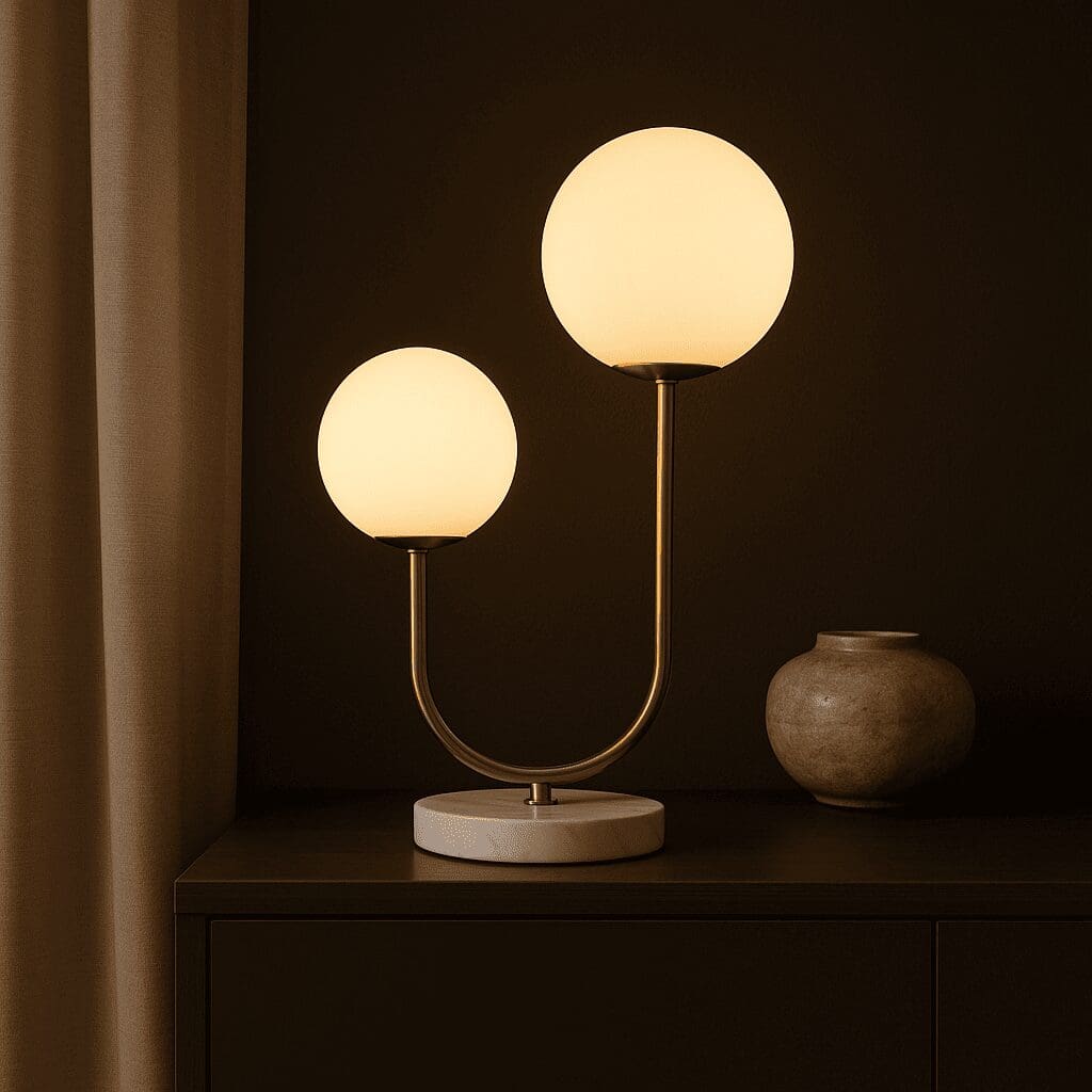 Duo Lumineux – Lampe de table Giorgia en marbre et métal doré, élégance moderne