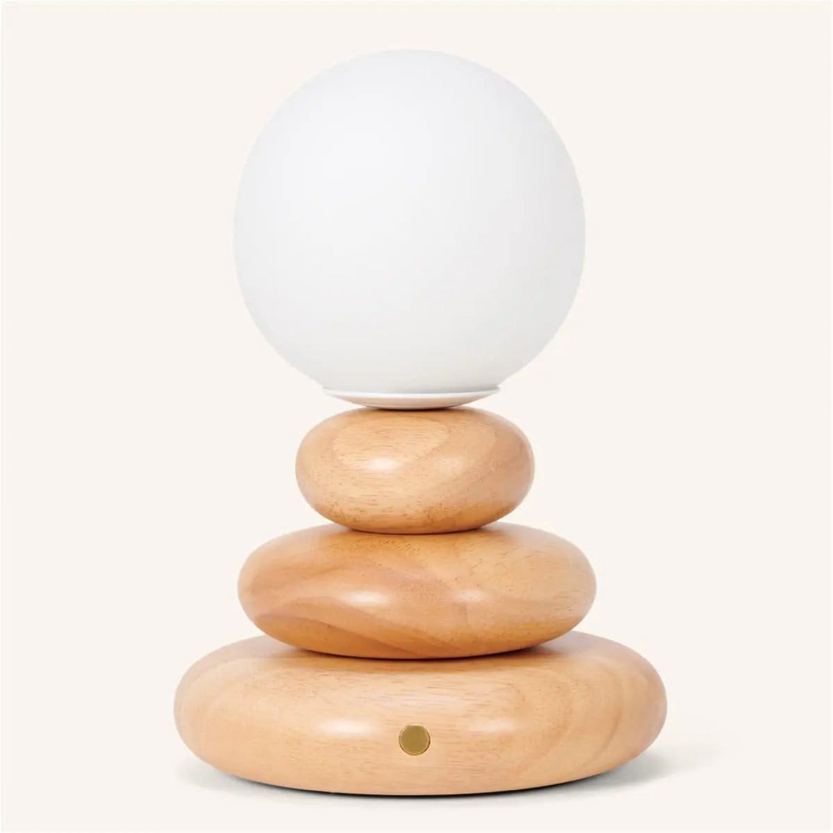 Lumière en Équilibre – Lampe rechargeable Isabella en bois caoutchouc et verre, design artisanal neuf