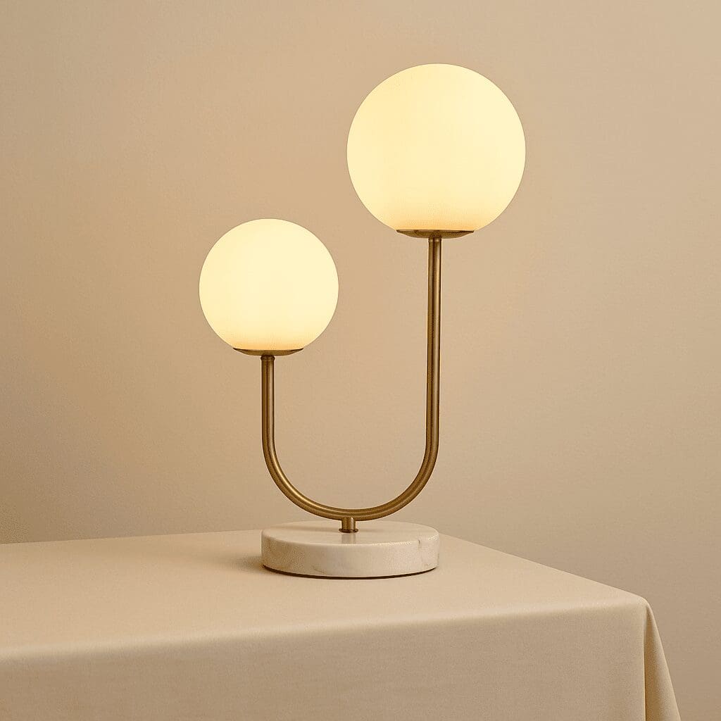 Duo Lumineux – Lampe de table Giorgia en marbre et métal doré, élégance moderne