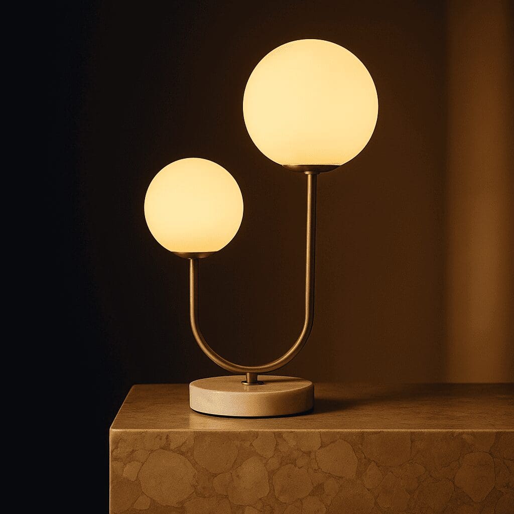 Duo Lumineux – Lampe de table Giorgia en marbre et métal doré, élégance moderne