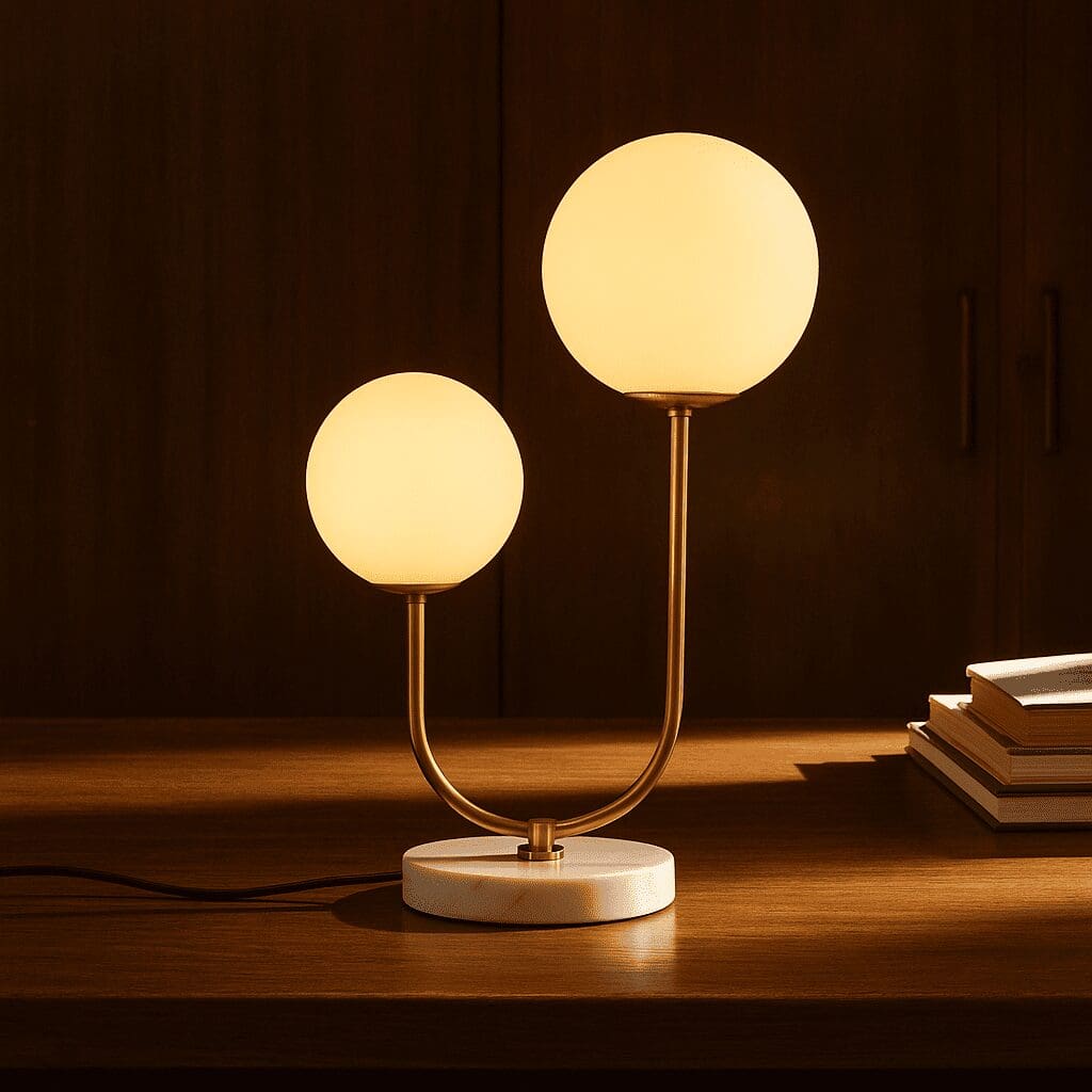 Duo Lumineux – Lampe de table Giorgia en marbre et métal doré, élégance moderne