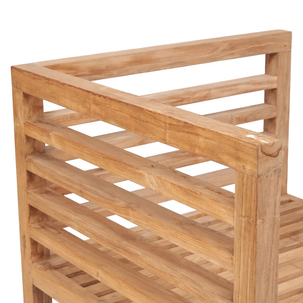 Ligne Moyo – Module gauche pour salon outdoor en bois et coussins écrus (fabrication à la demande)