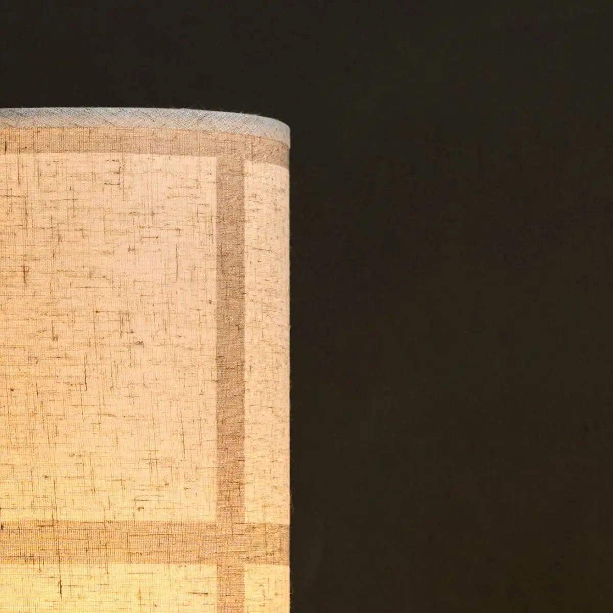 Sakura Élégance – Lampe neuve en bois brun foncé et lin naturel tissé