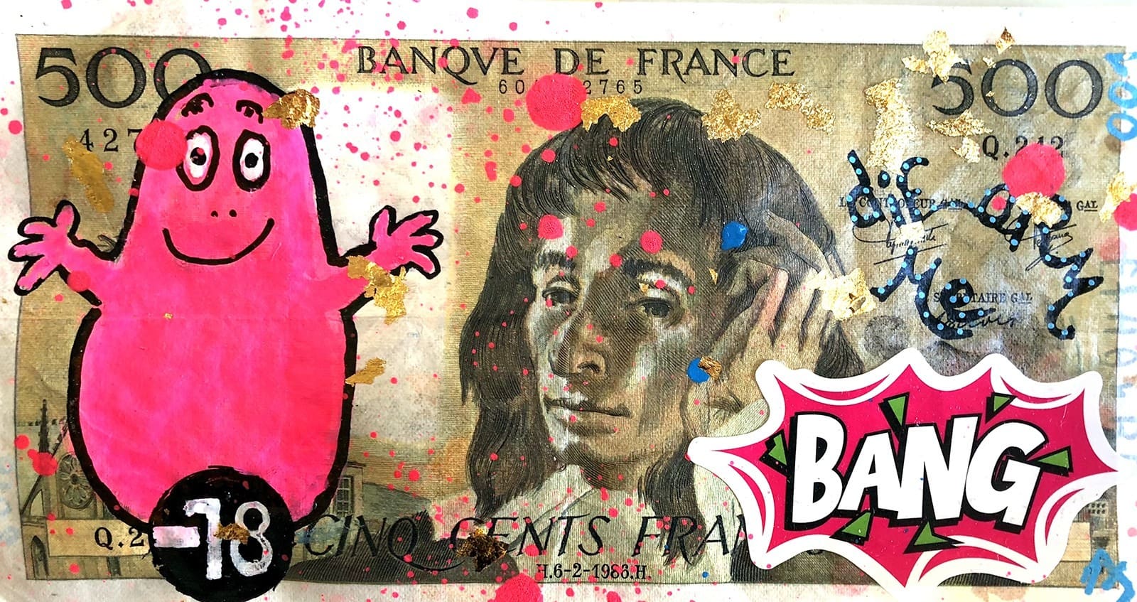 Barbatruc Mystery 001 – Œuvre street art sur billet signée Ethan Bang-Bang (2018)
