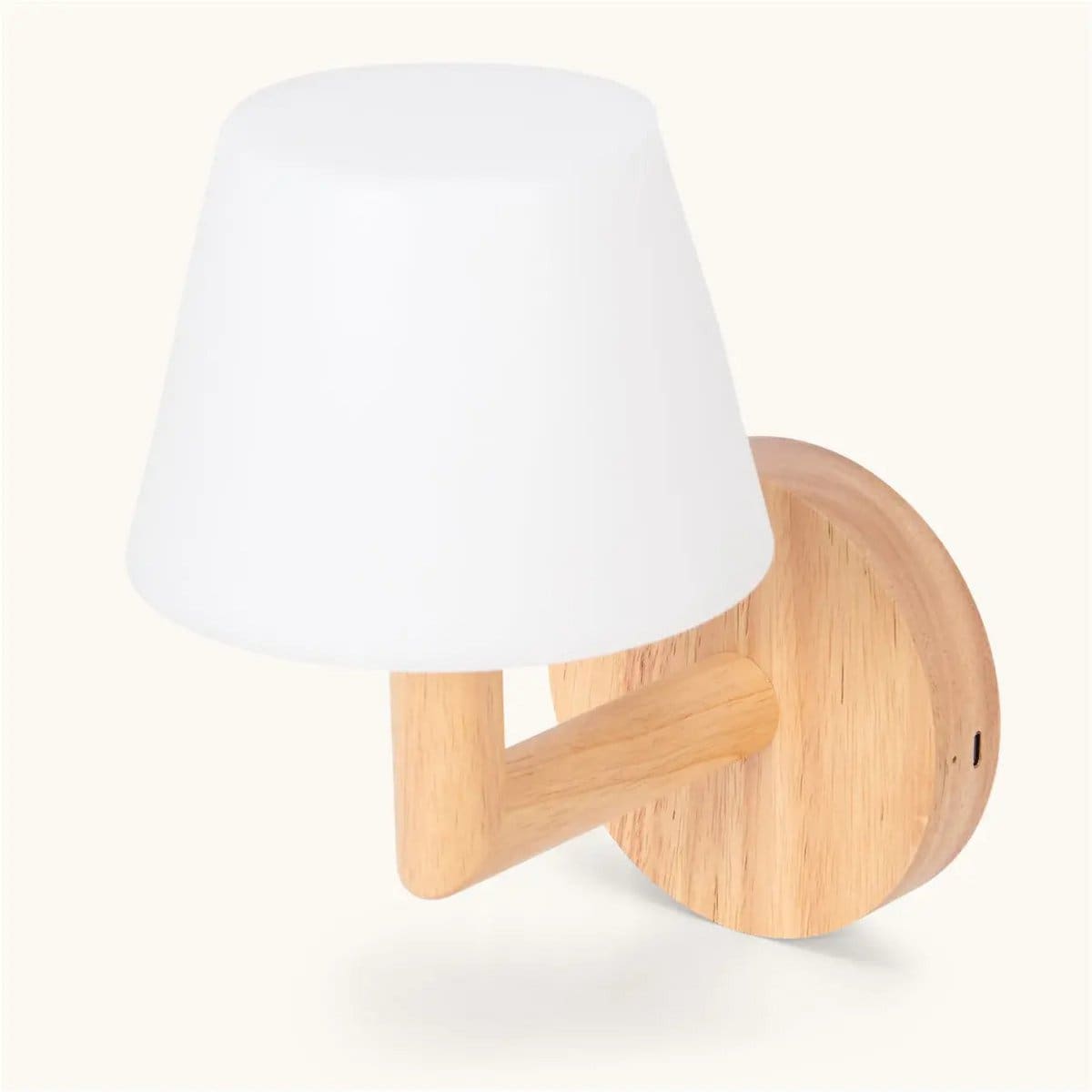 Lampe murale rechargeable TED en bois brun clair – Éclairage sans fil, dimmable et design artisanal (pièce neuve)