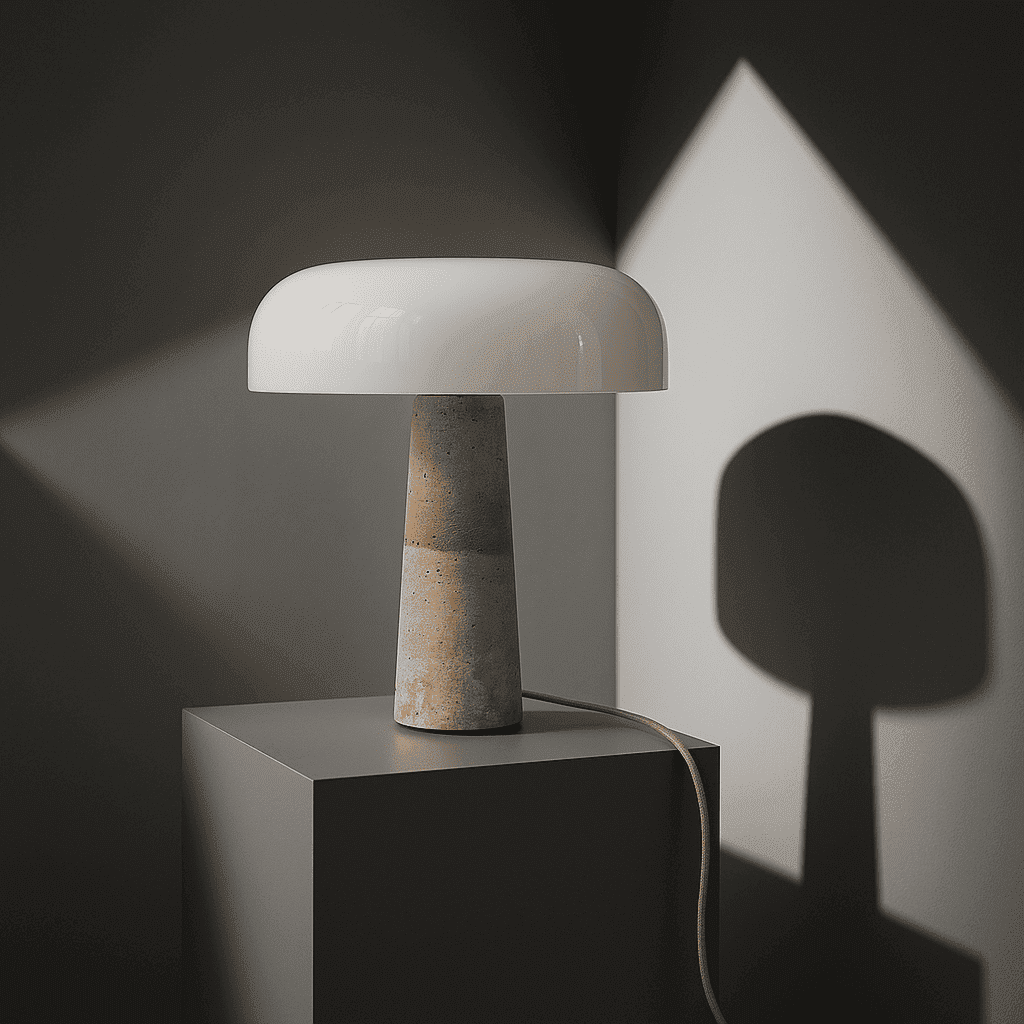 Lampe en travertin Emily – Design élégant fait à la main avec abat-jour en verre (pièce neuve)