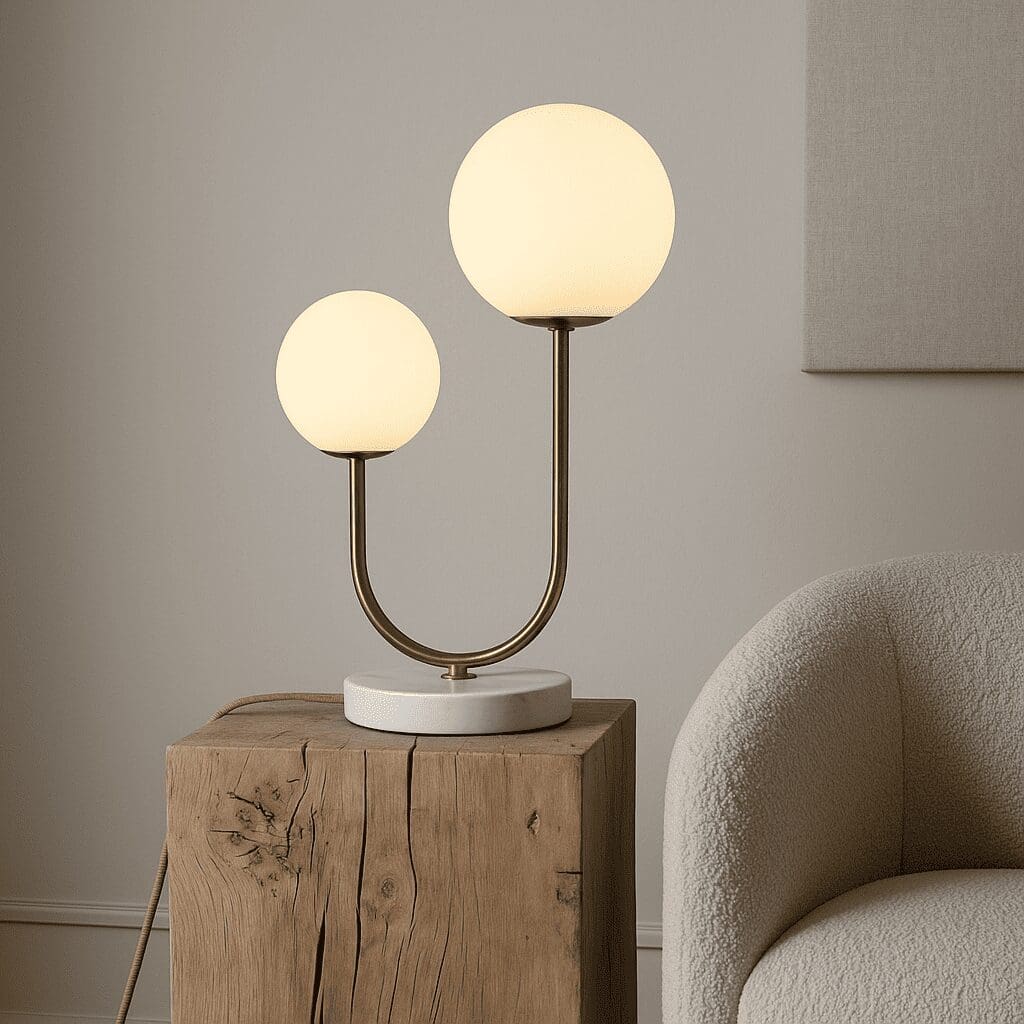 Duo Lumineux – Lampe de table Giorgia en marbre et métal doré, élégance moderne