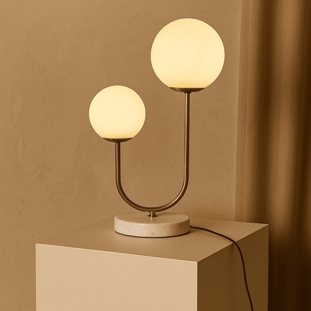 Duo Lumineux – Lampe de table Giorgia en marbre et métal doré, élégance moderne