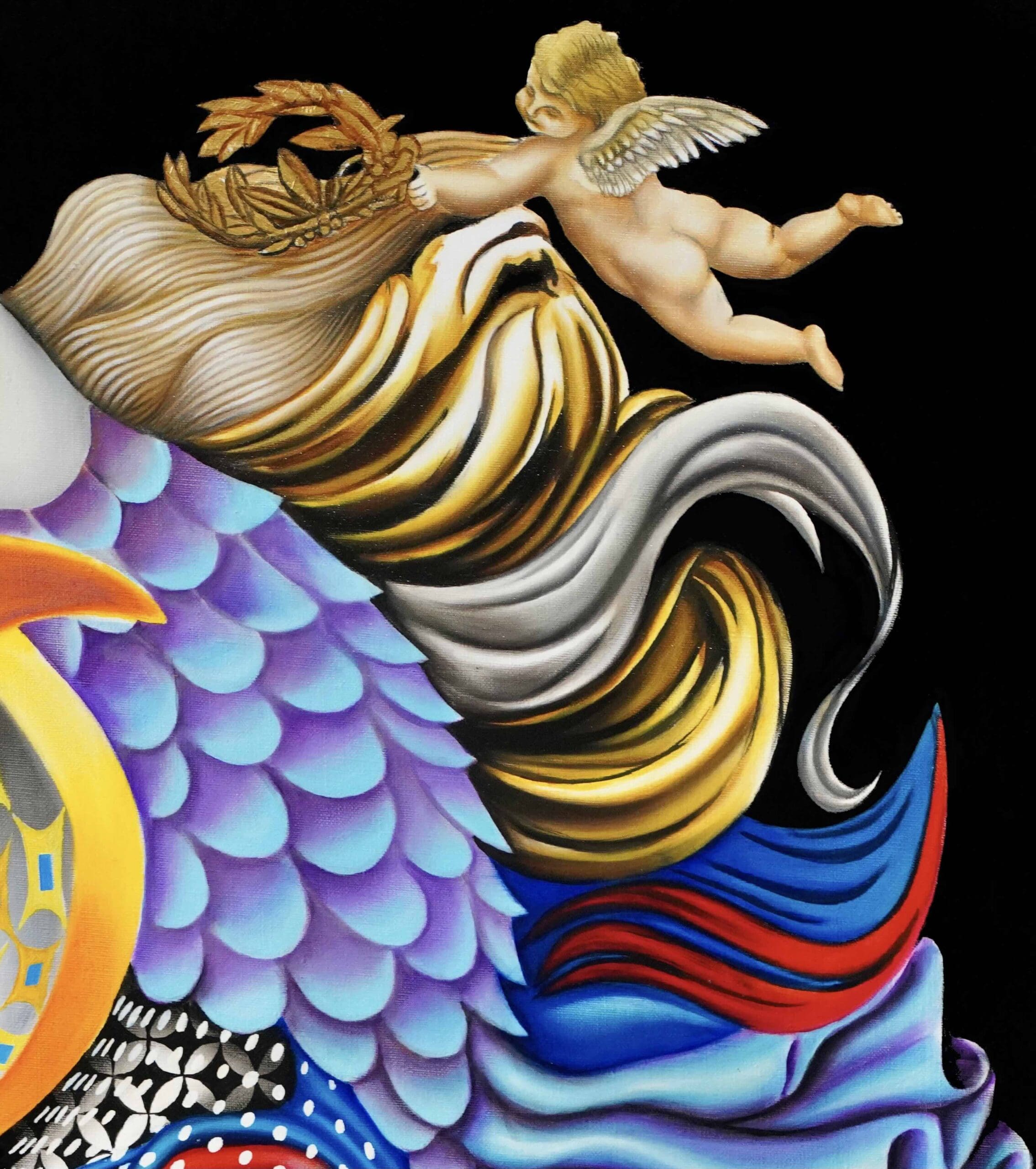 Marengo – Peinture Beni à l’huile, allégorie contemporaine de Napoléon (2020)