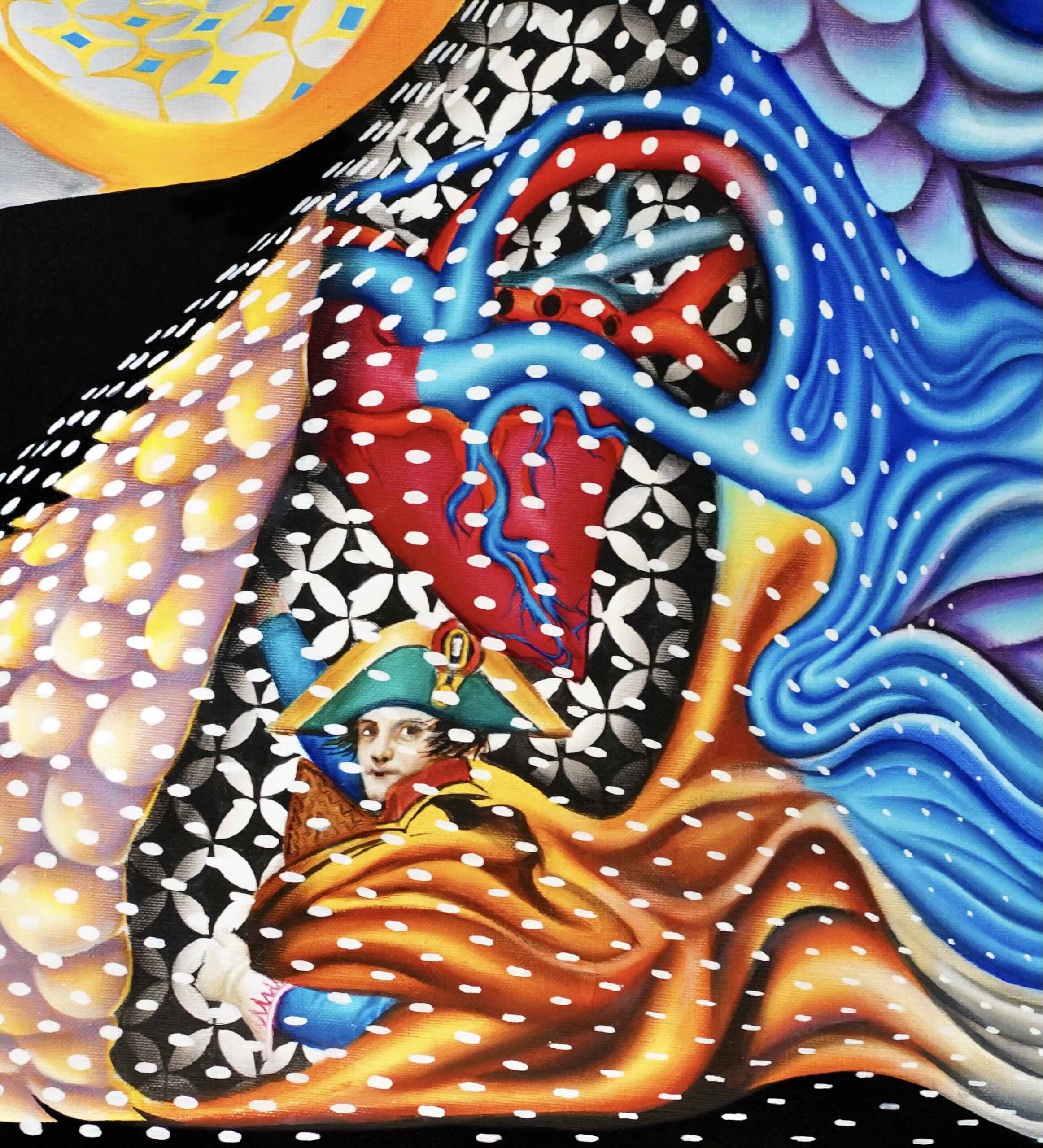 Marengo – Peinture Beni à l’huile, allégorie contemporaine de Napoléon (2020)