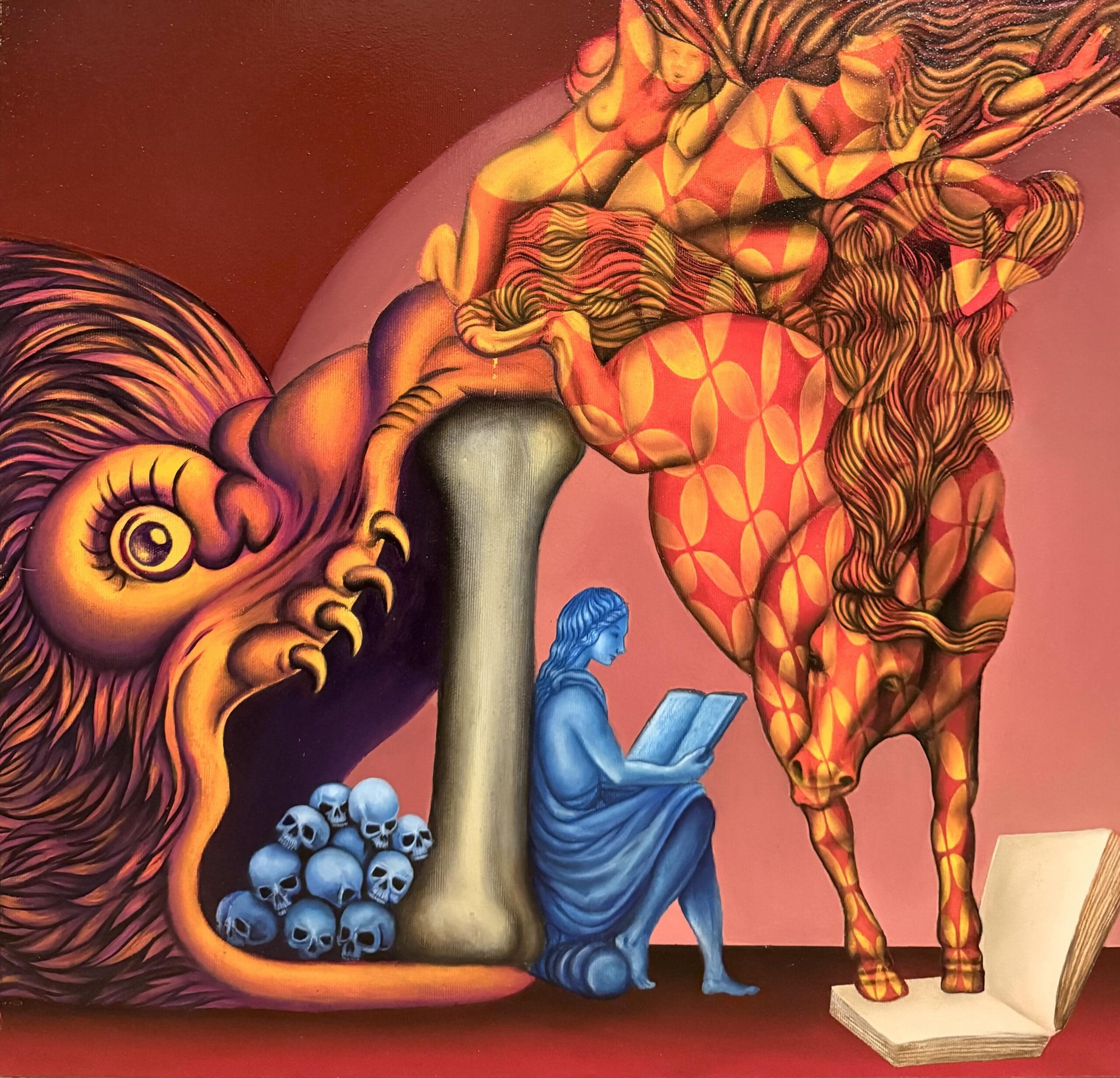 Nietzsche – Peinture Beni à l’huile et feuilles d’or, œuvre unique (2023)