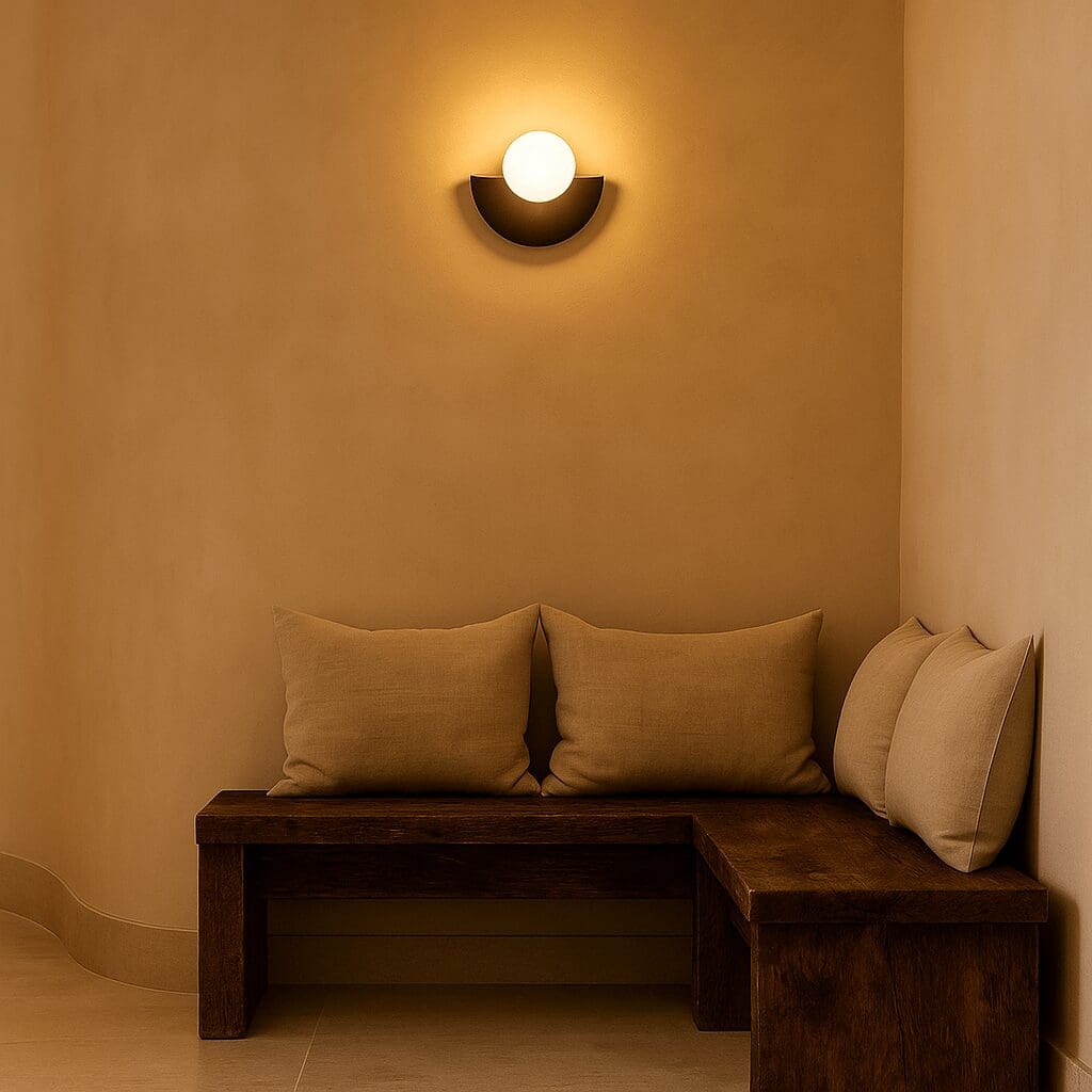 Épure Nocturne – Lampe murale noire sans fil en bois d’hévéa (création récente)